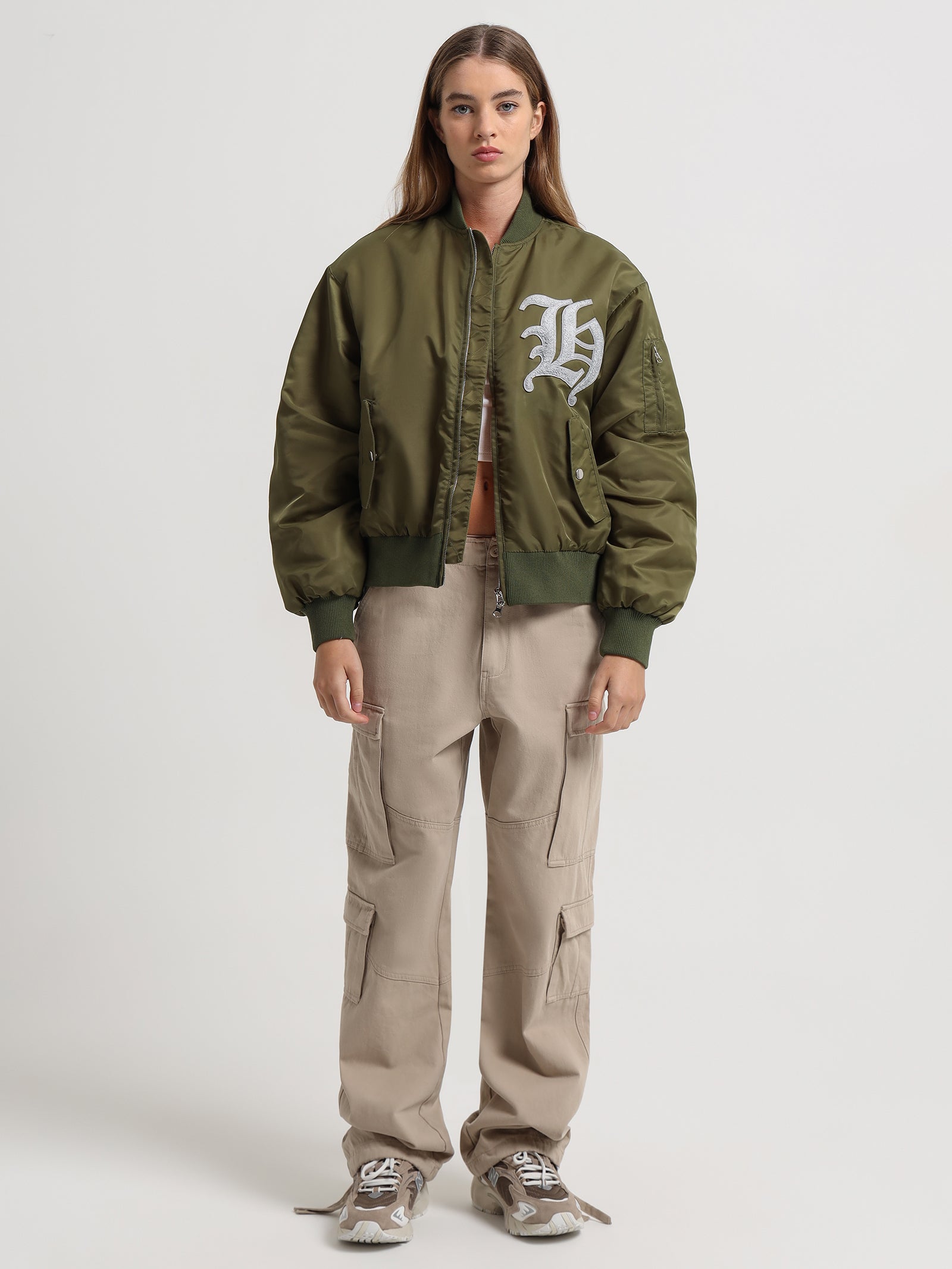 Womens Harvard Bomber in Olive