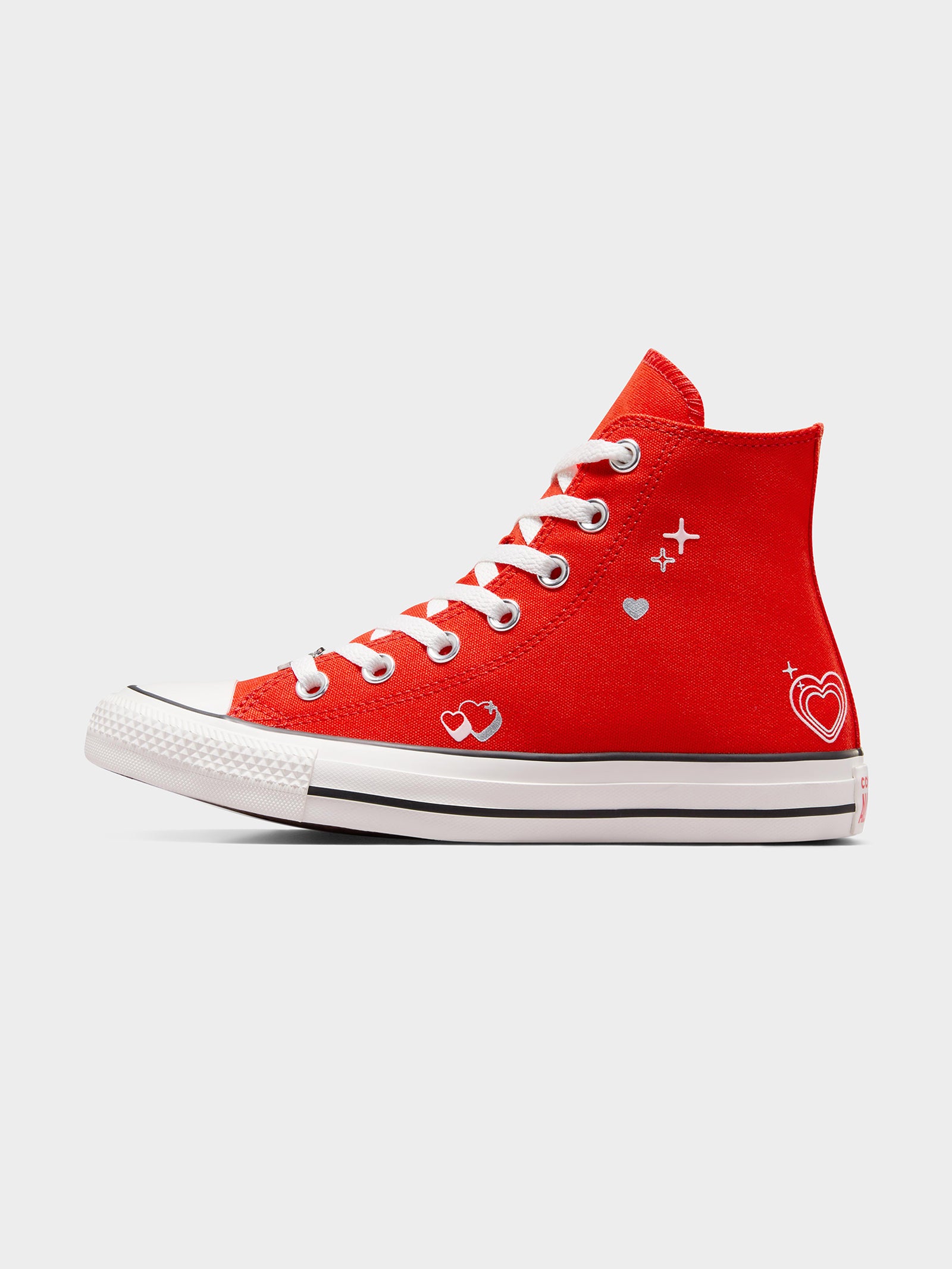 Womens Chuck Taylor All Star Y2K Heart High Top Sneakers in Fever Dream & Vintage White