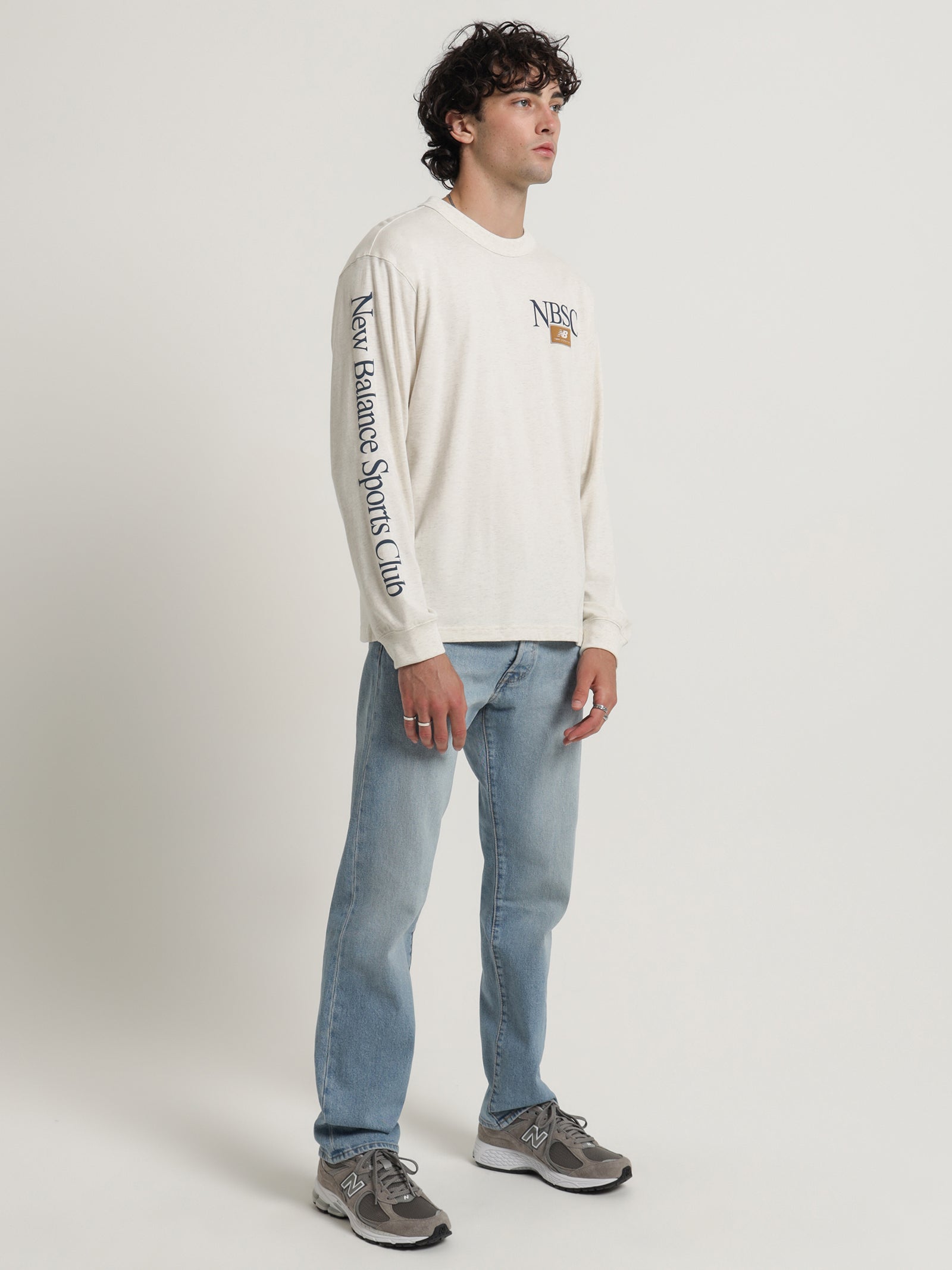 Athletics Sports Club Long Sleeve T-Shirt in Oatmeal