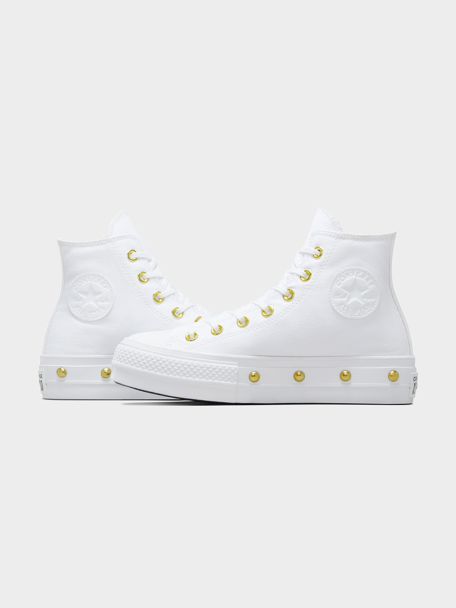 Womens Converse Chuck Taylor All Star Lift Platform Star Studded High Top White