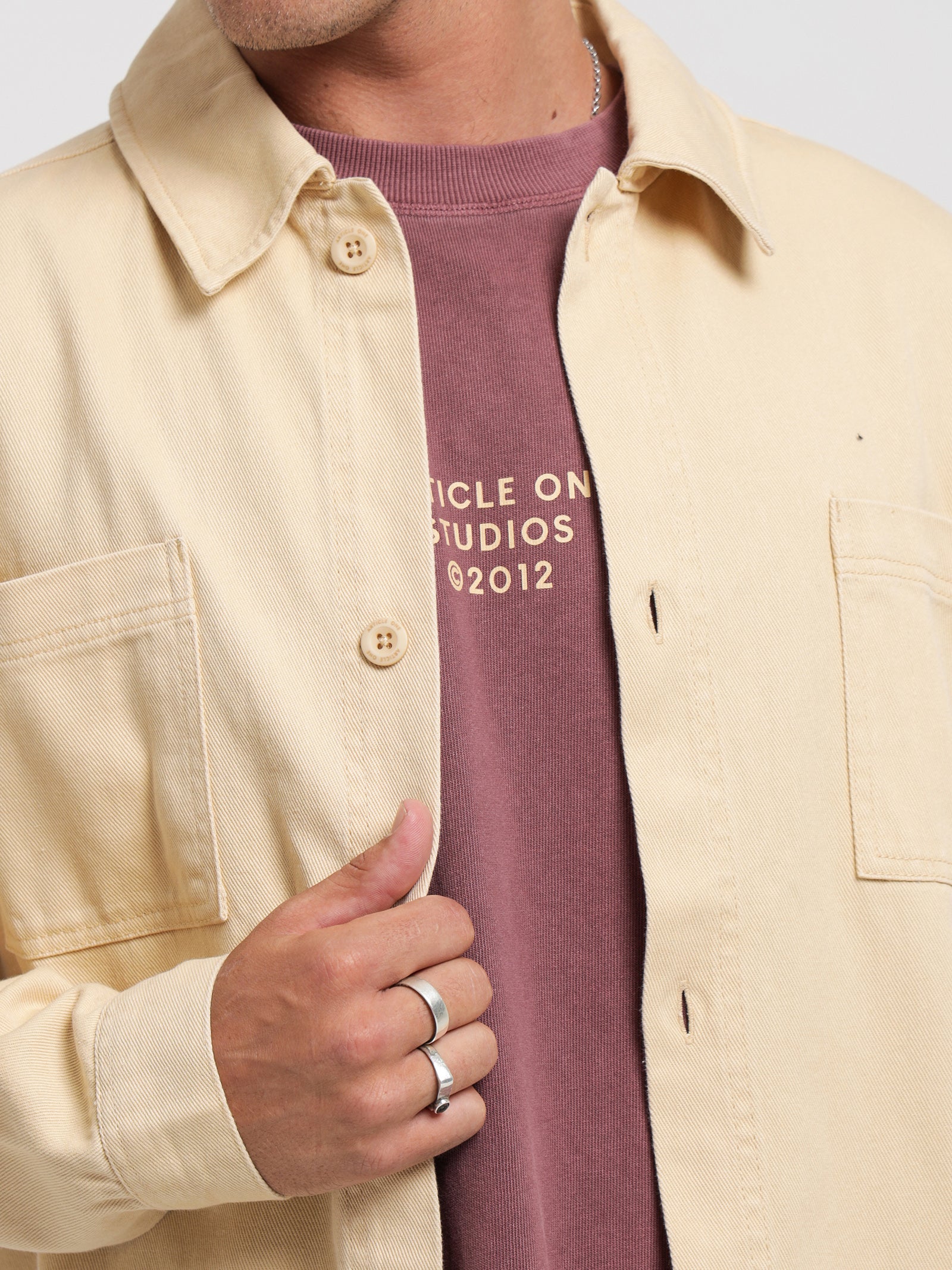 Twill Overshirt in Cream