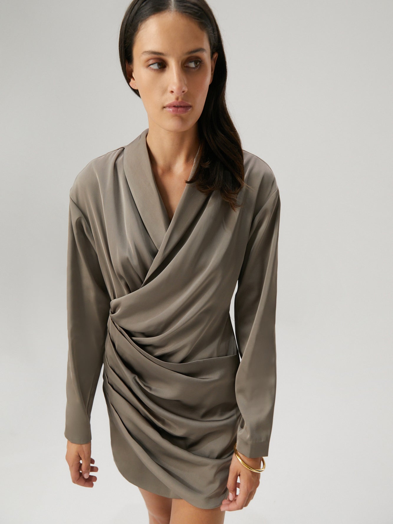 Haneul Wrap Dress in Iron Grey