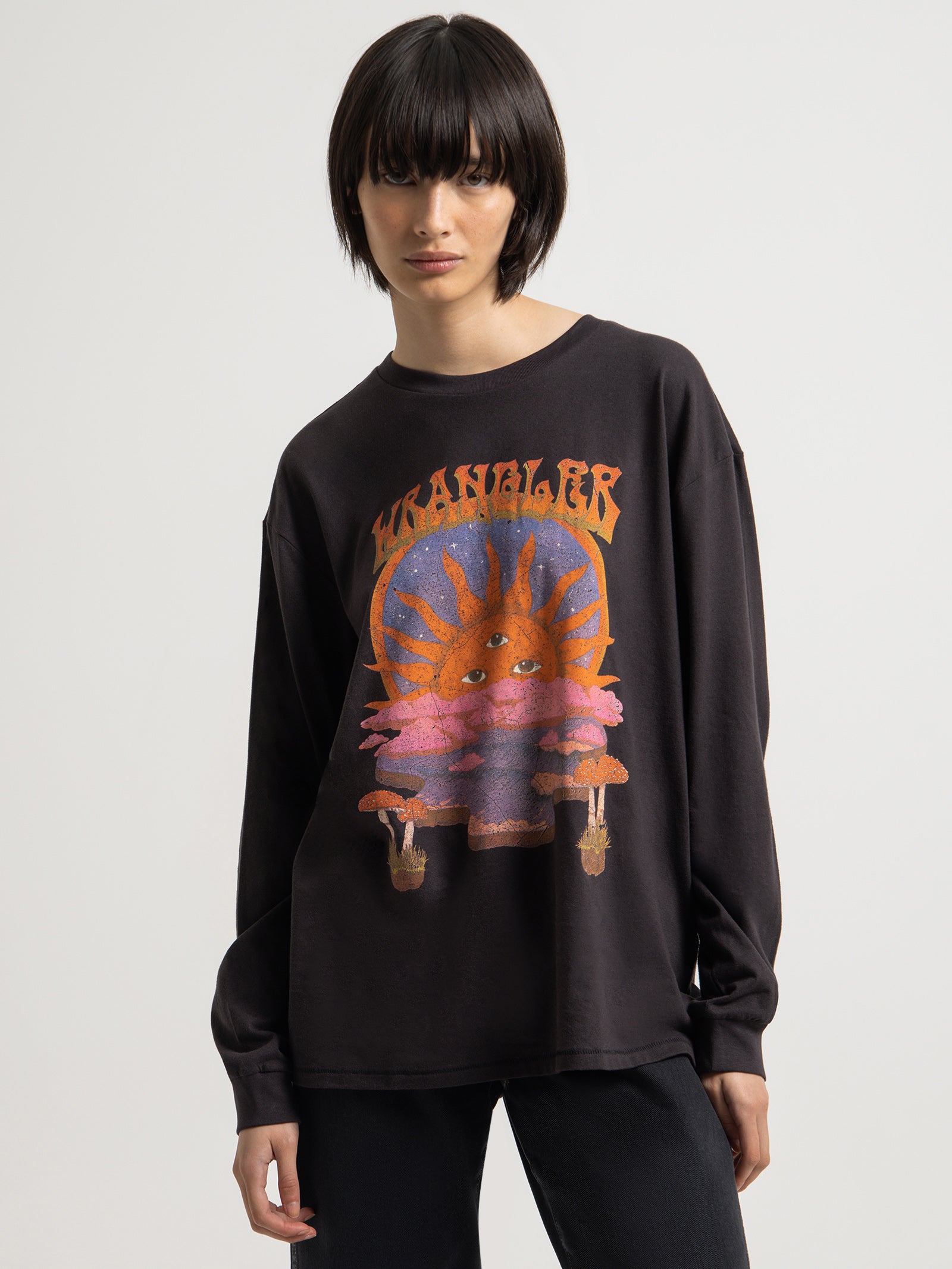 Muso Long Sleeve Setting Sun T-Shirt in Black