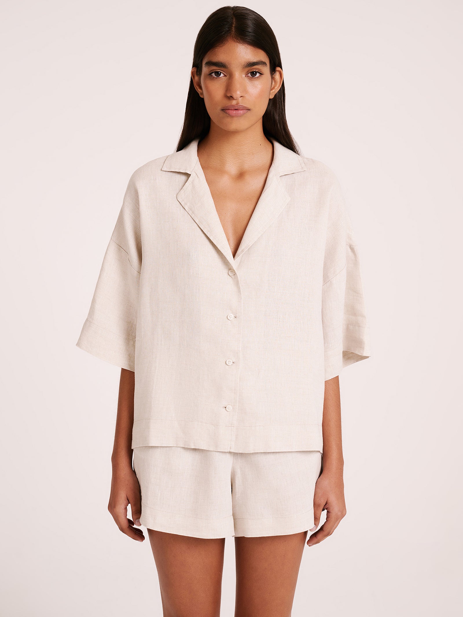 Linen Lounge Shirt in Natural