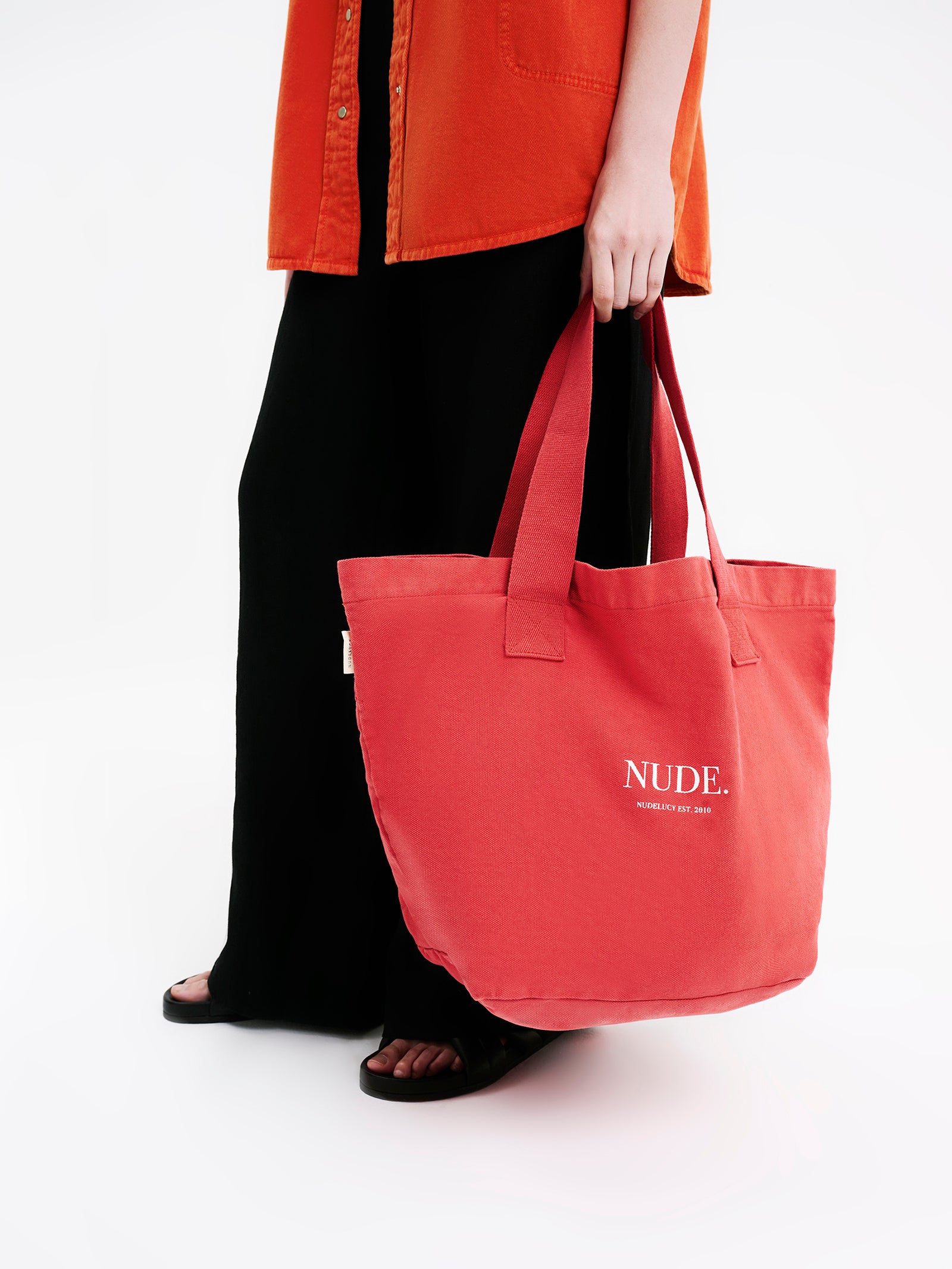 Nude Tote Bag in Coral Orange