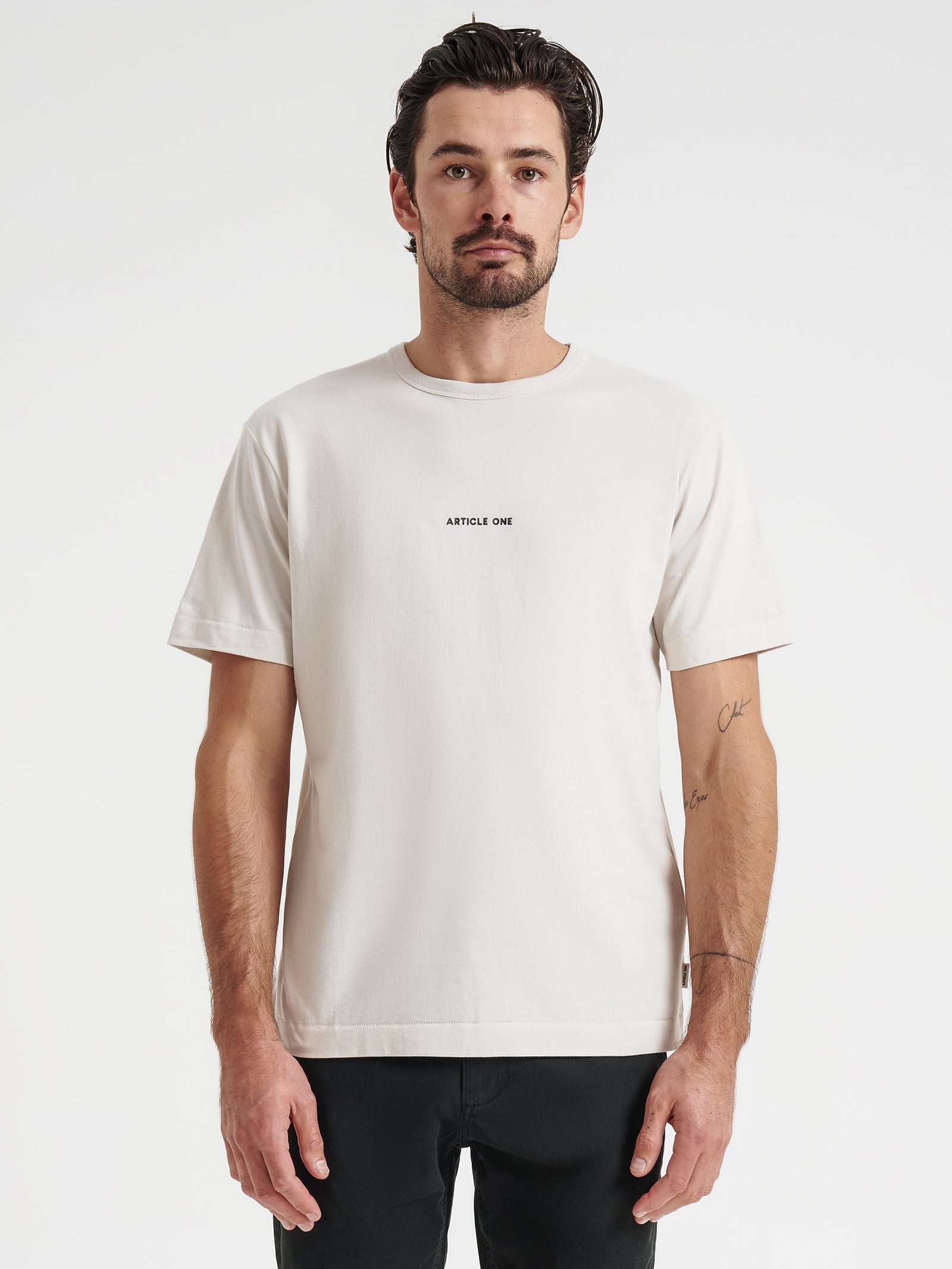 Minimal Logo T-Shirt in Ecru