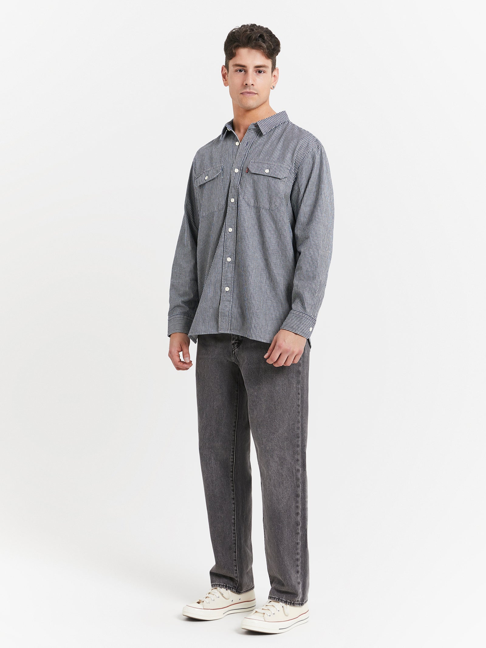 Classic Worker Workwear Shirt in Faded Blue