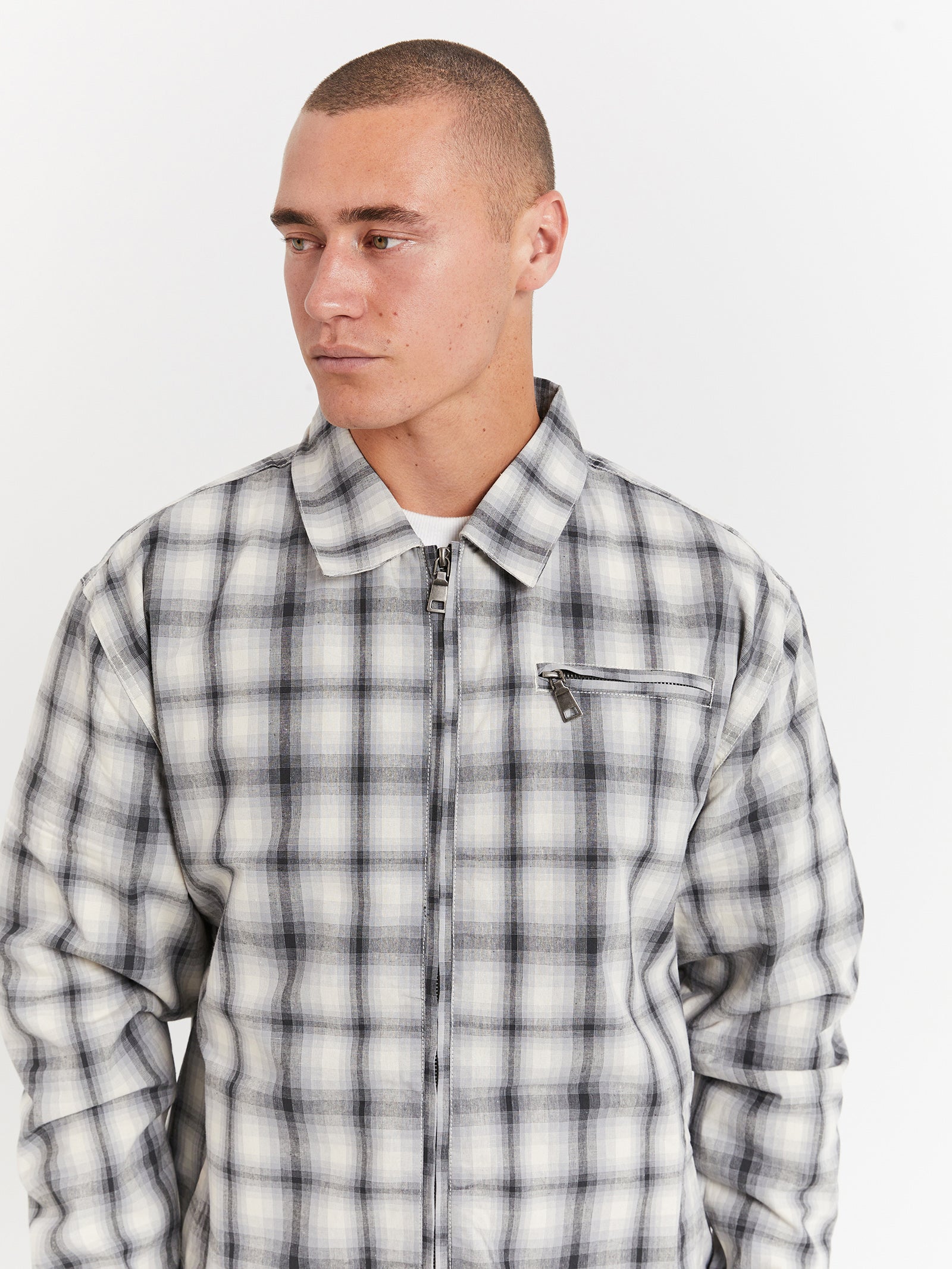 Hooligan Zip Jacket in Snow Plaid