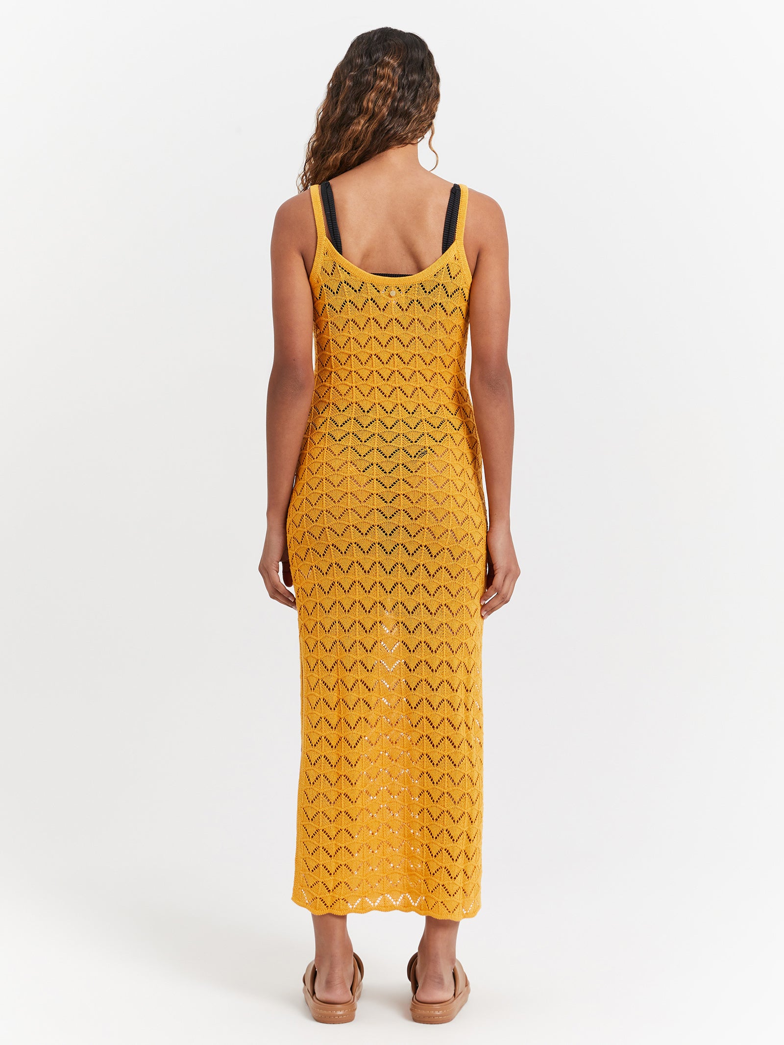 Marketta Midi Dress in Sunset Yellow