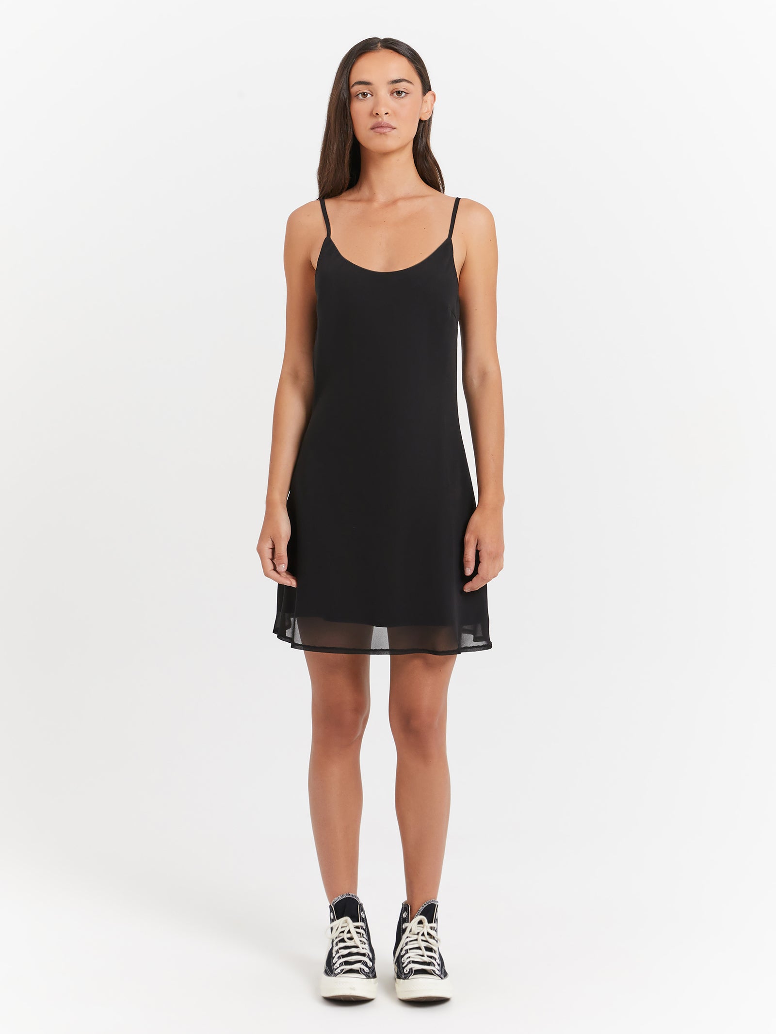 Tash Mini Slip Dress in Black