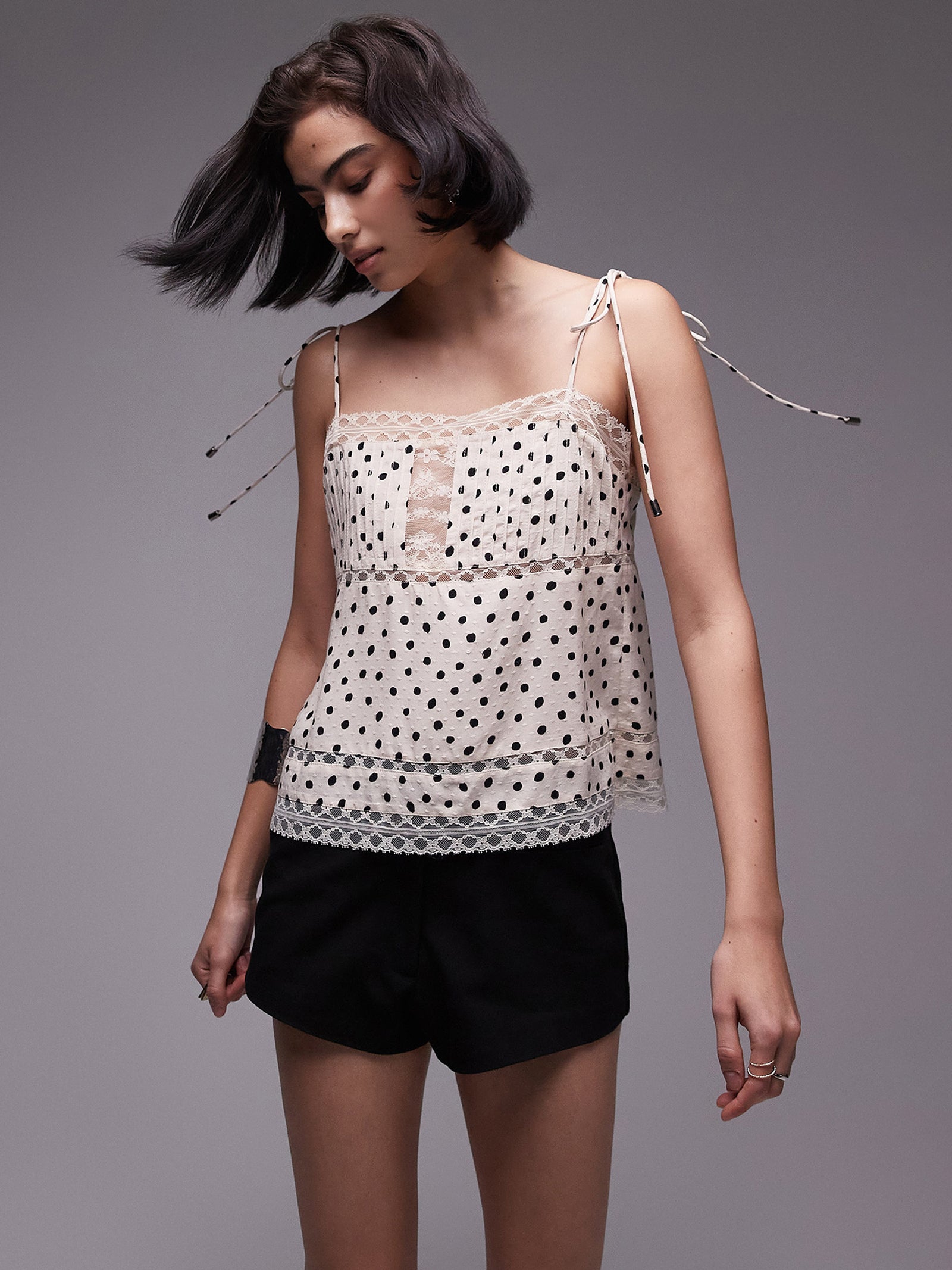 Polka Dot Lace Mix Cami Top