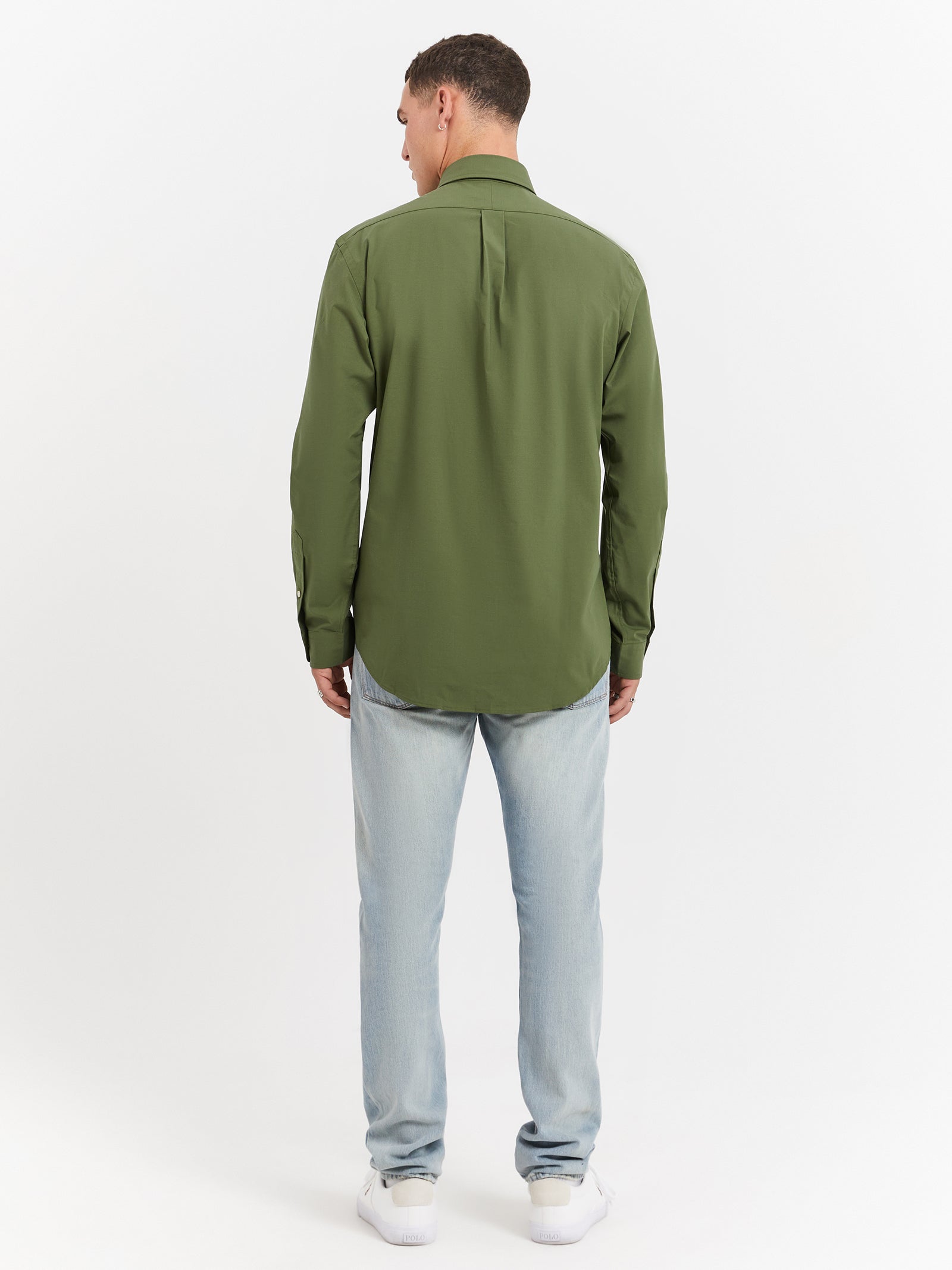 Custom Fit Long Sleeve Poplin Shirt in Supply Olive