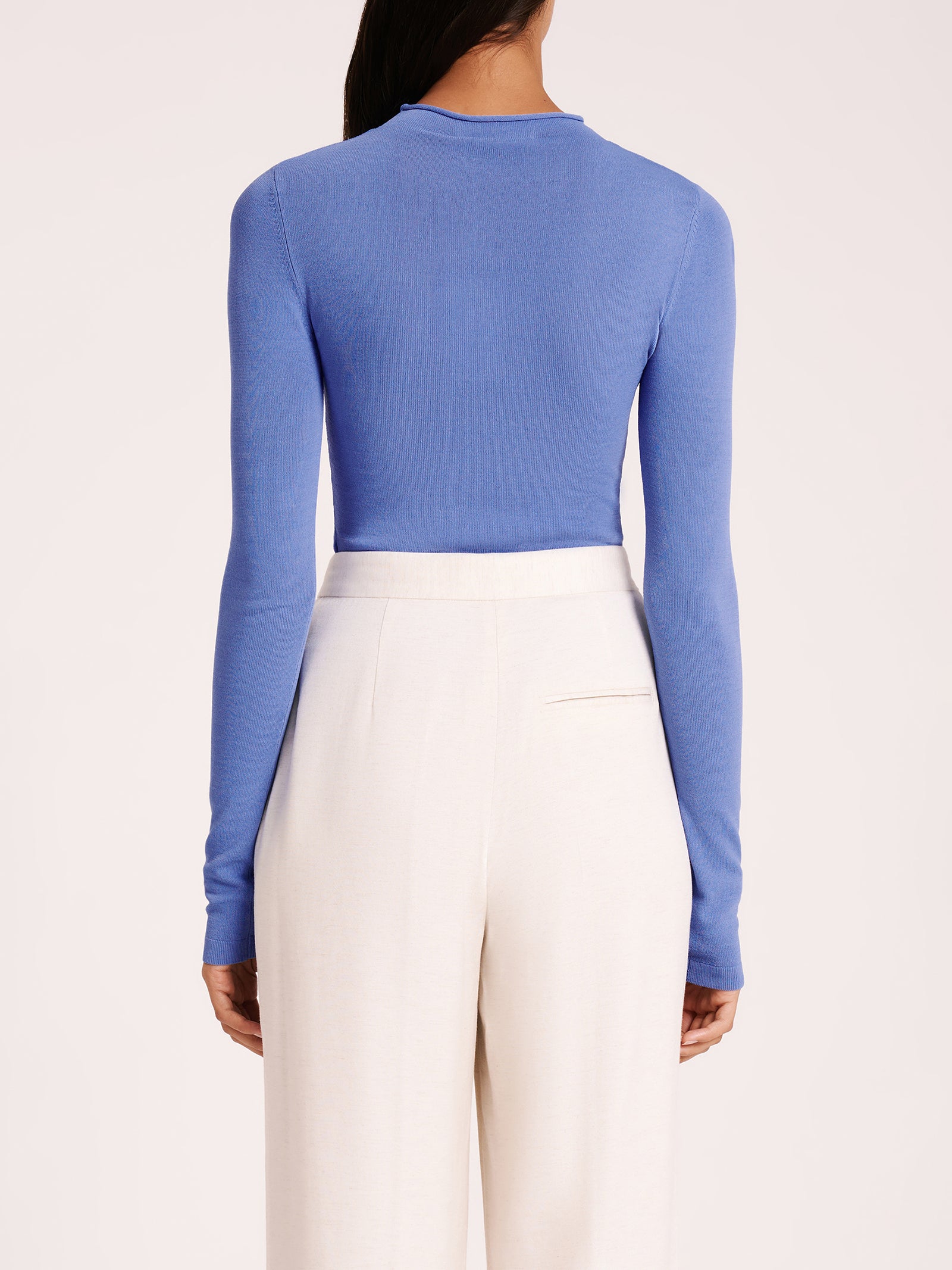 Tabi Sheer Knit Top in Cerulean