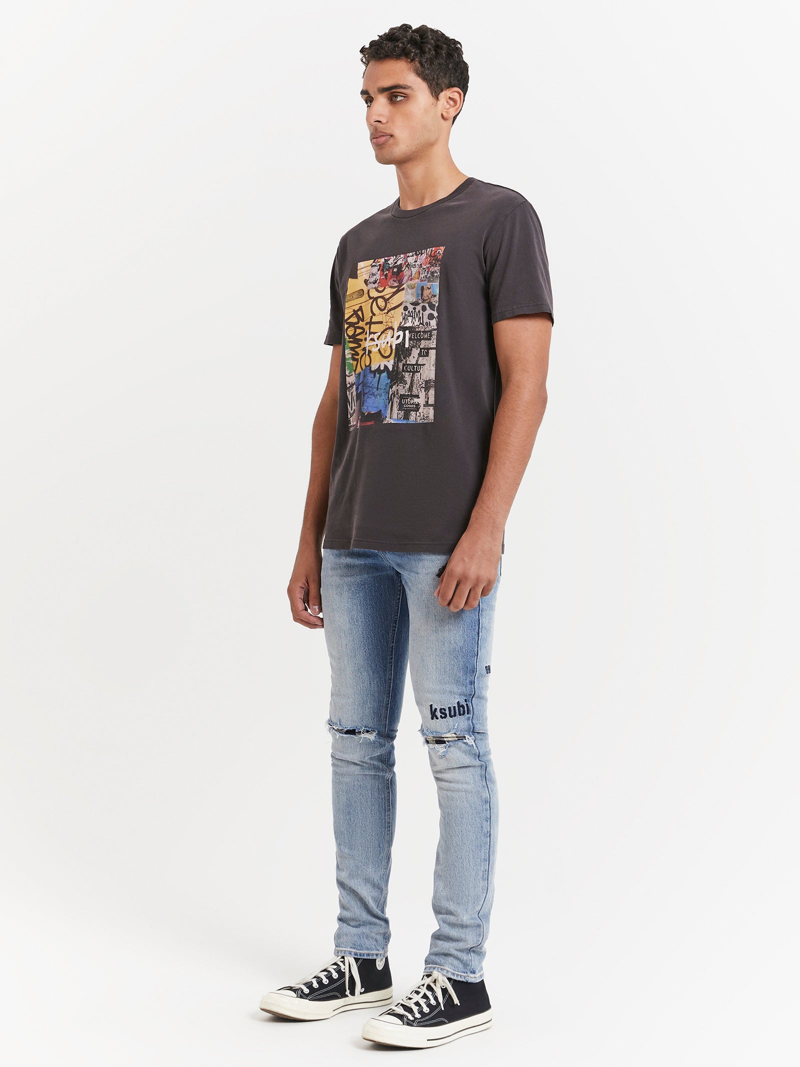 Kulture Kash Short Sleeve T-Shirt in Faded Black