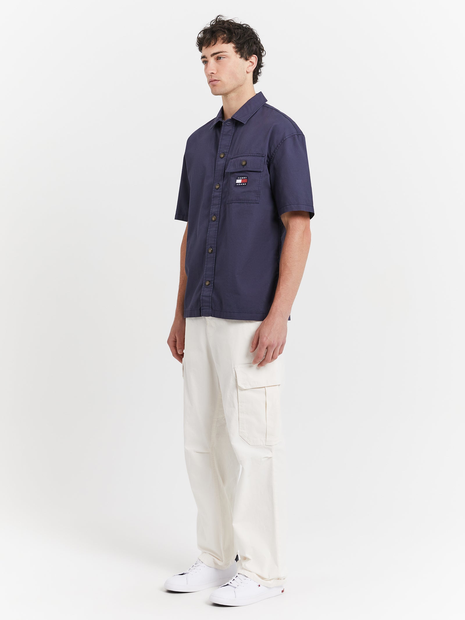 Classic Solid Short Sleeve Overshirt in Twilight Navy