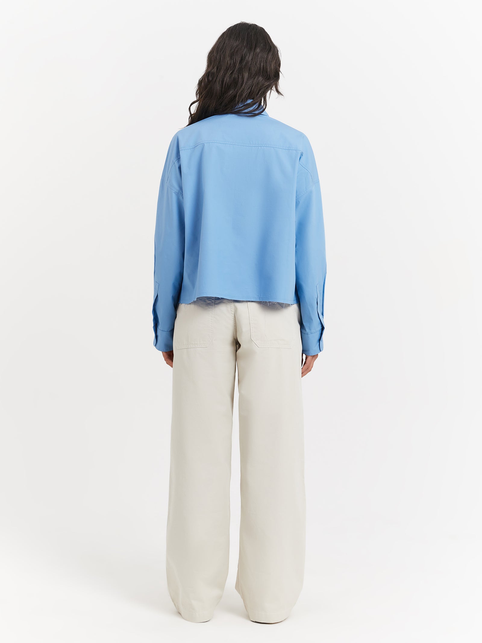 Lukea Cropped Shirt in Sea Blue