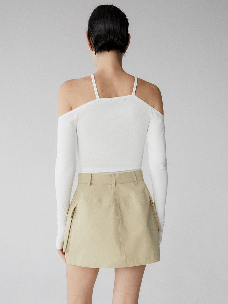 Emmett Ribbed Jersey Top in Ivory