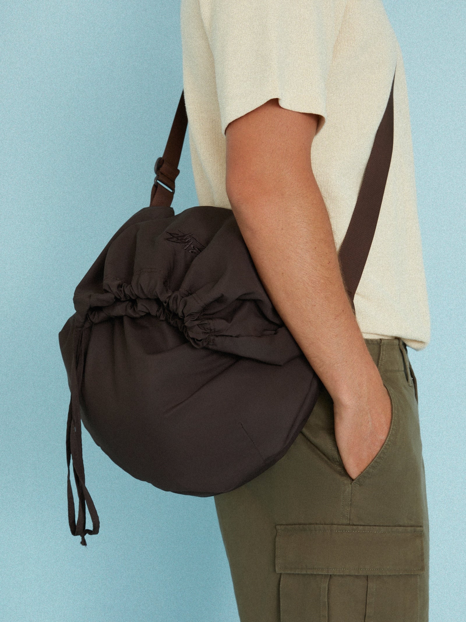 Stock Drawstring Bag in Brown