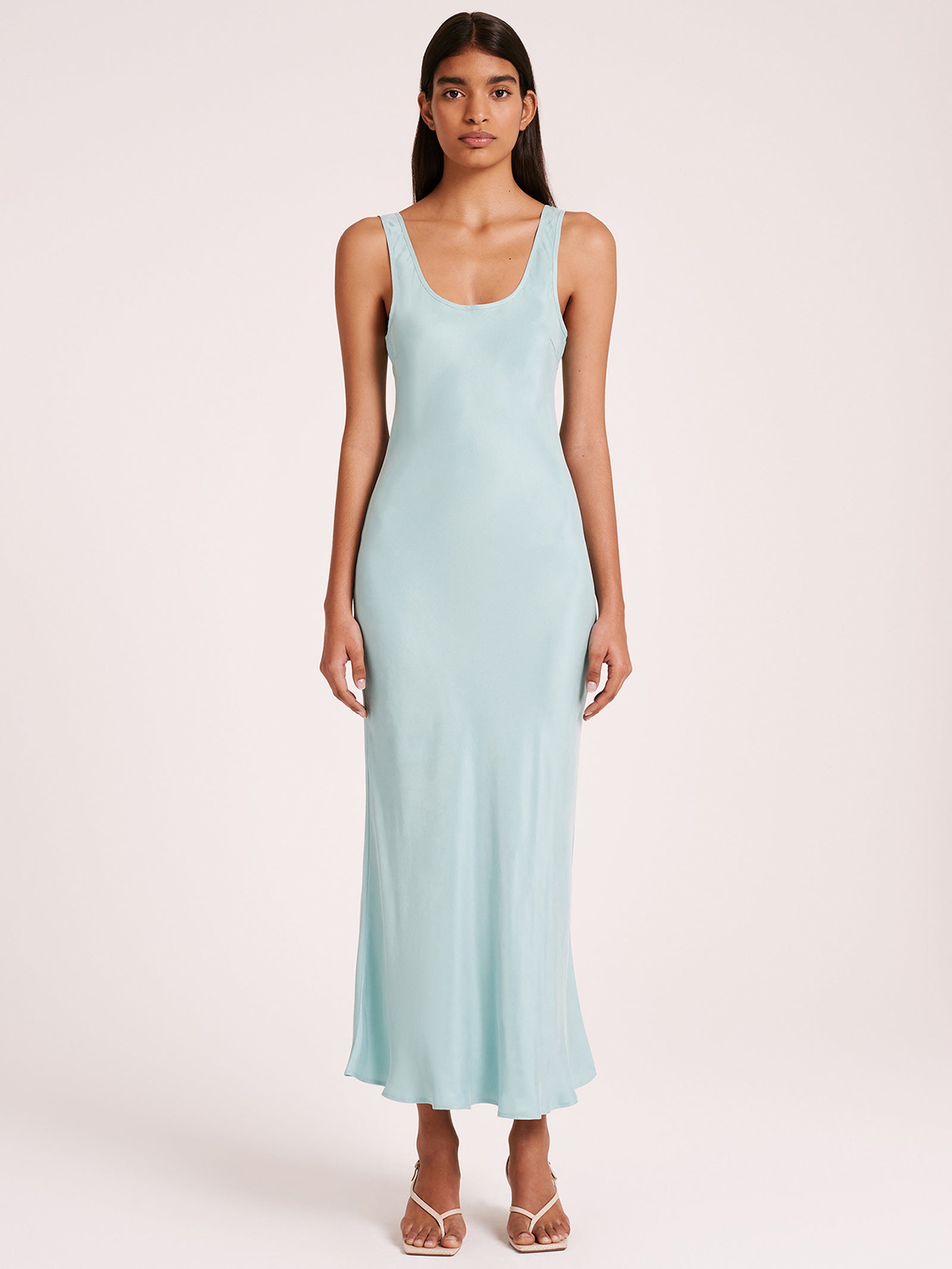 Cupro Slip Dress in Aqua