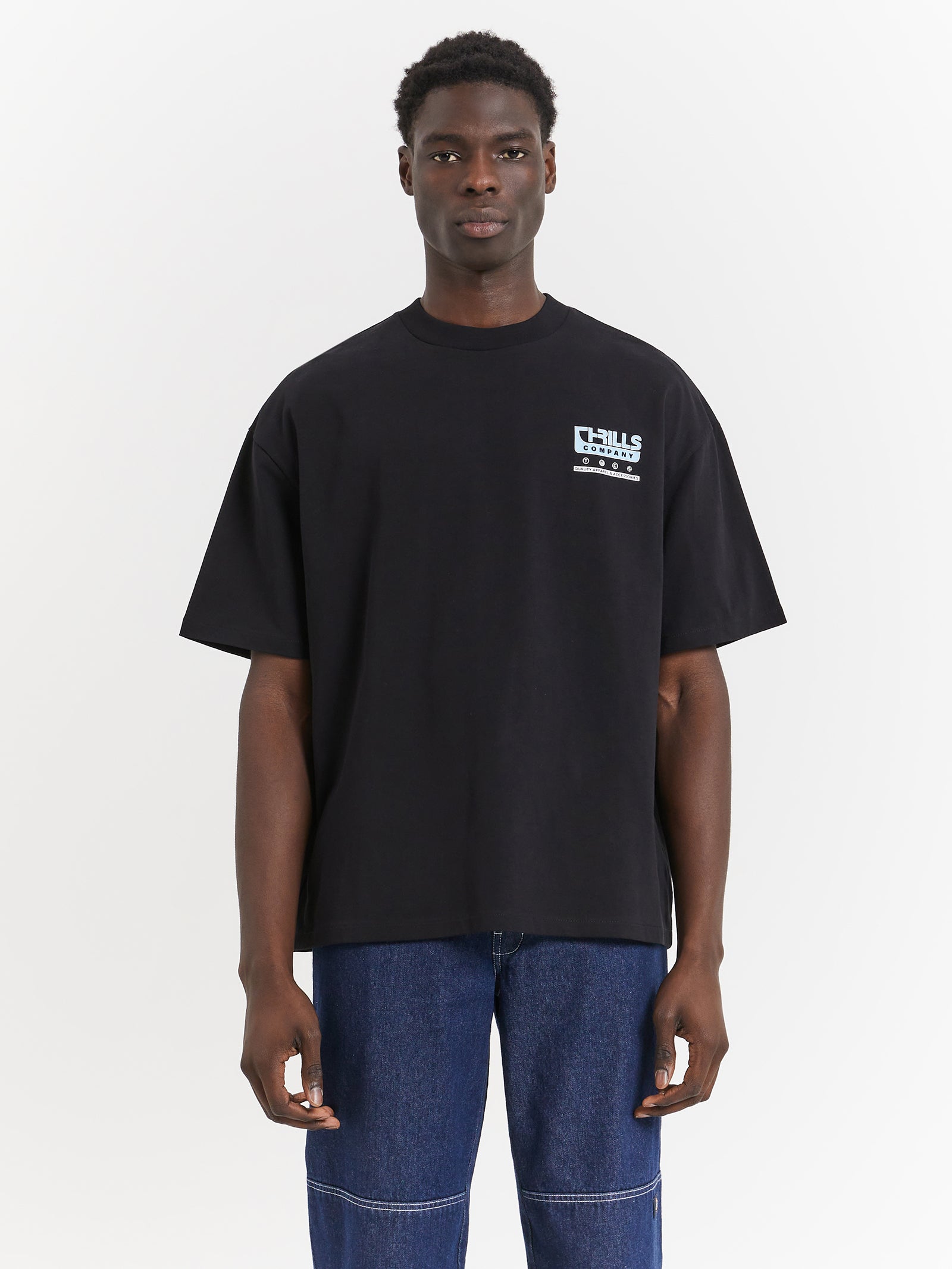 Services Box Fit Oversize T-Shirt in Black