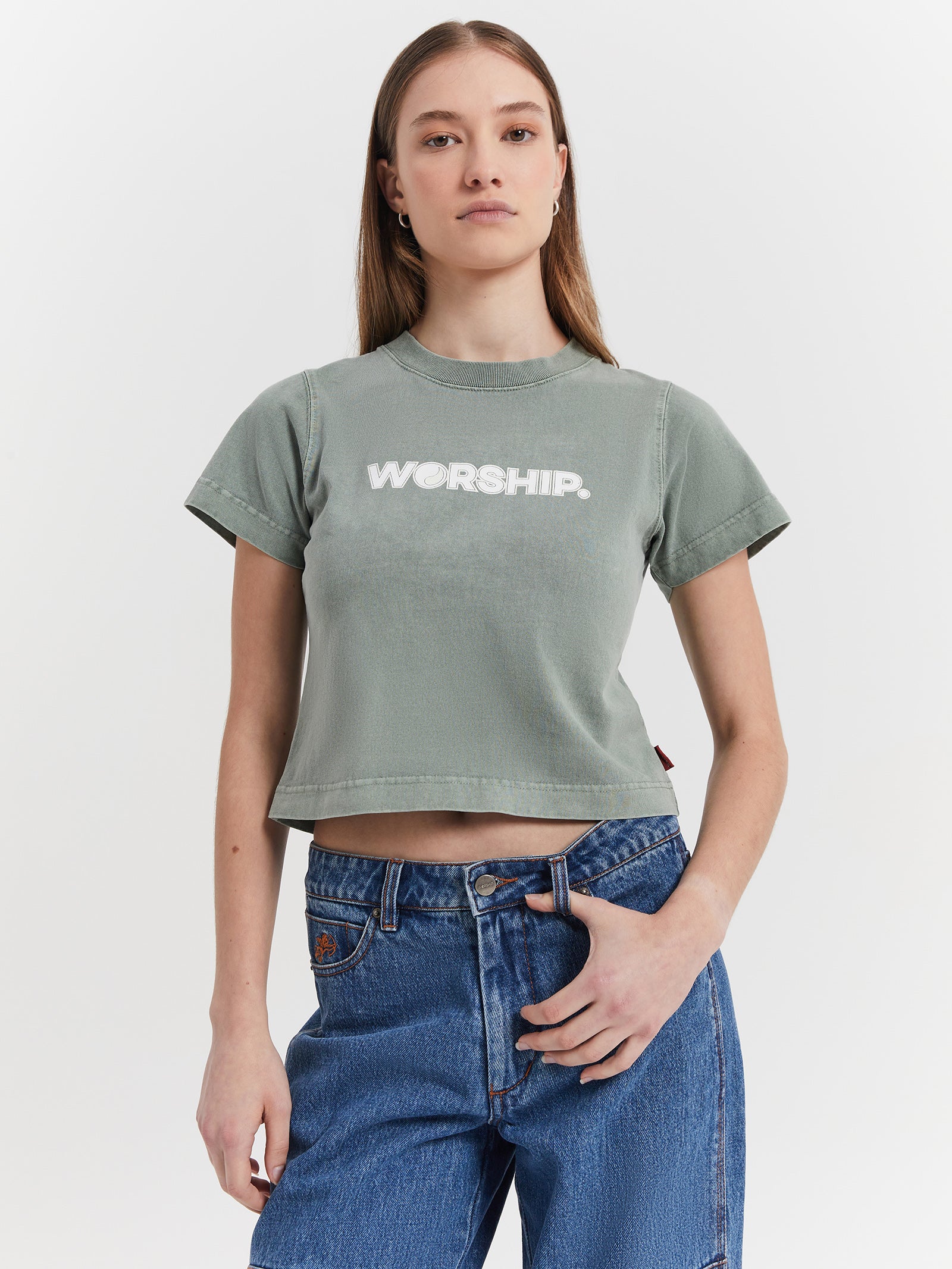 Core Boy Cropped T-Shirt in Spearmint Green