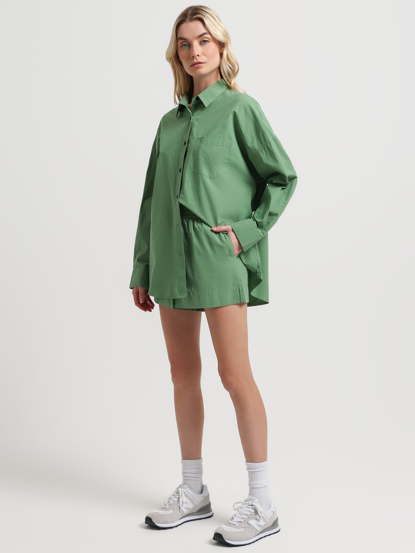 Cruz Poplin Shirt in Lotus Green