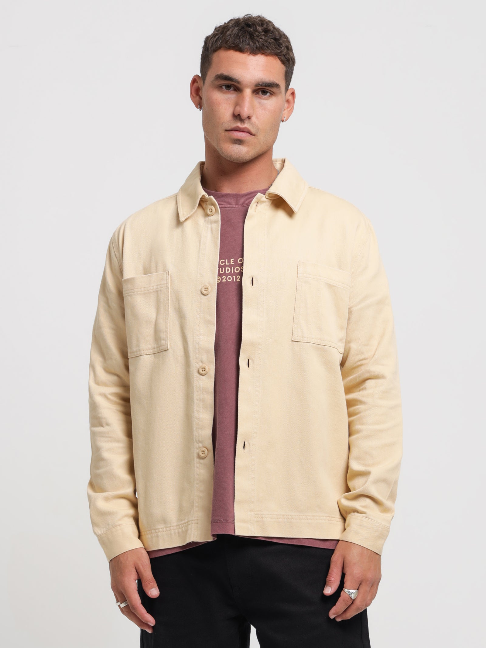 Twill Overshirt in Cream