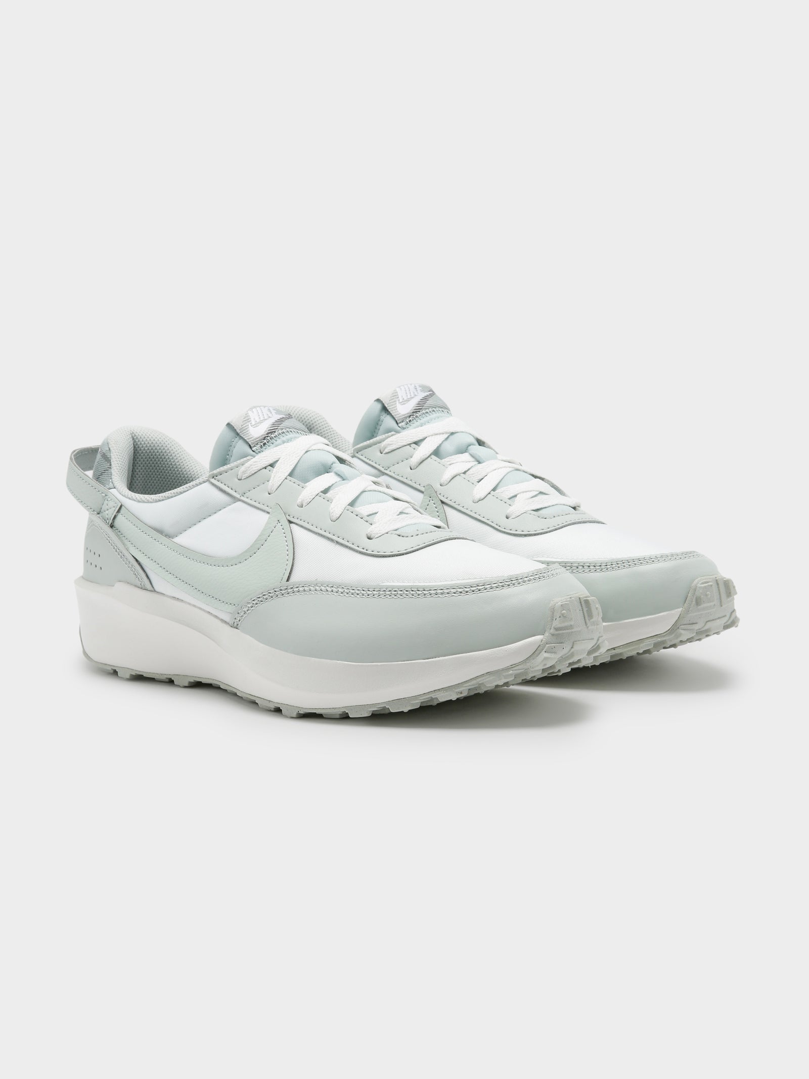 Mens Nike Waffle Debut Sneakers in White & Grey