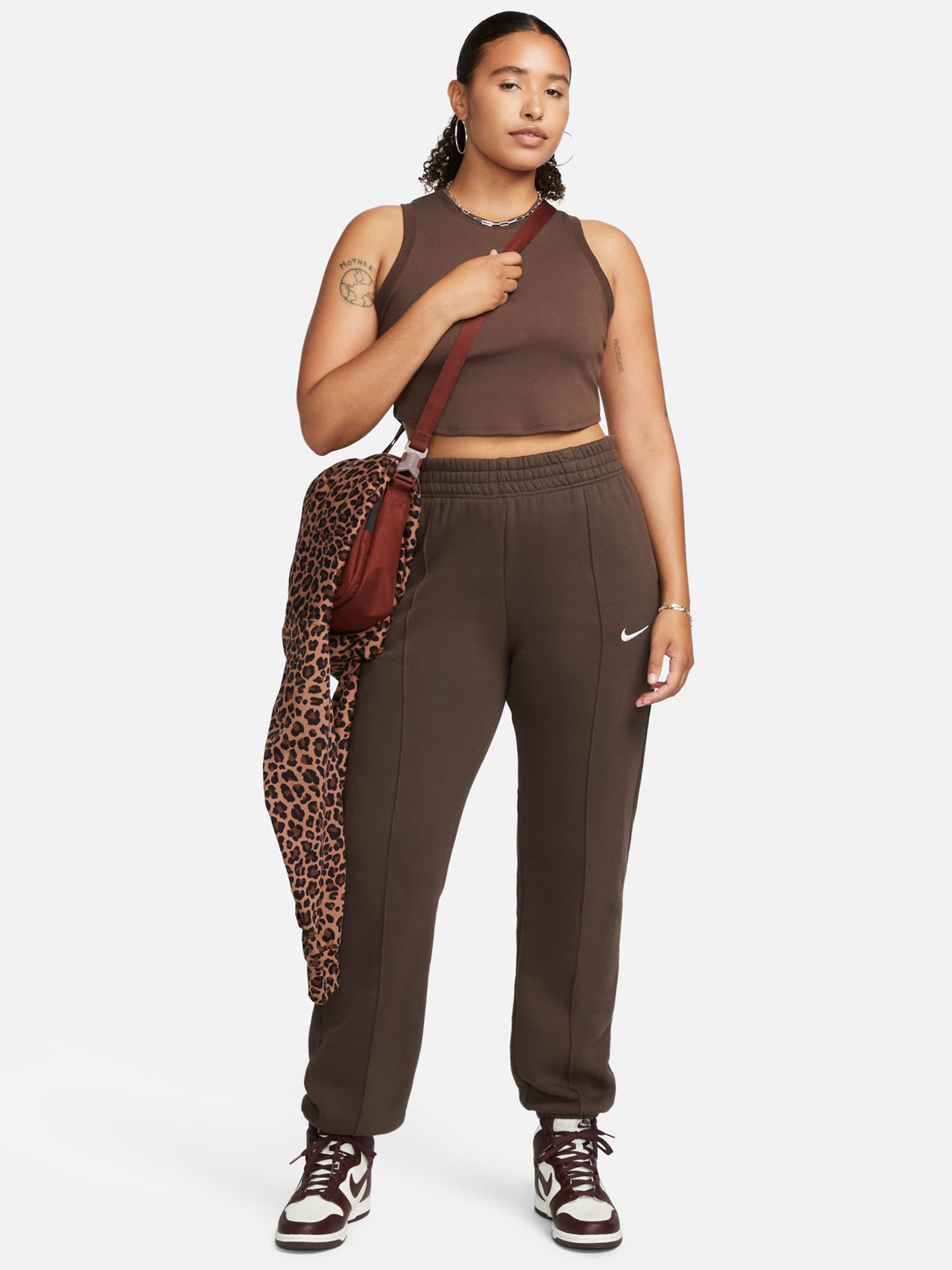 Ribbed Cropped Tank in Baroque Brown & Sail