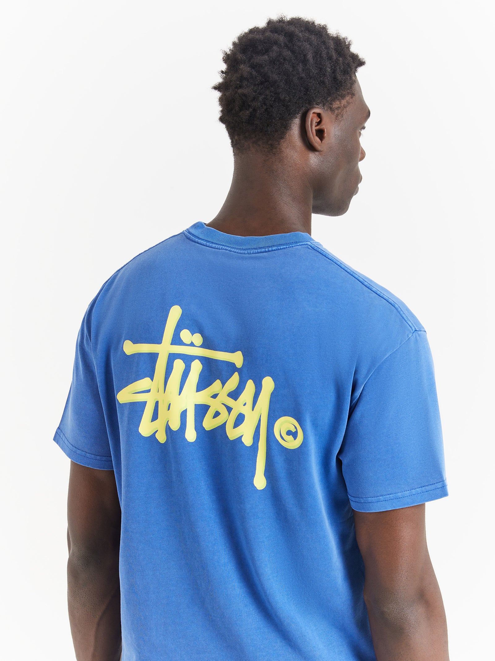 Pigment Heavyweight Shadow Graffitti T-Shirt in Pigment Mid Blue