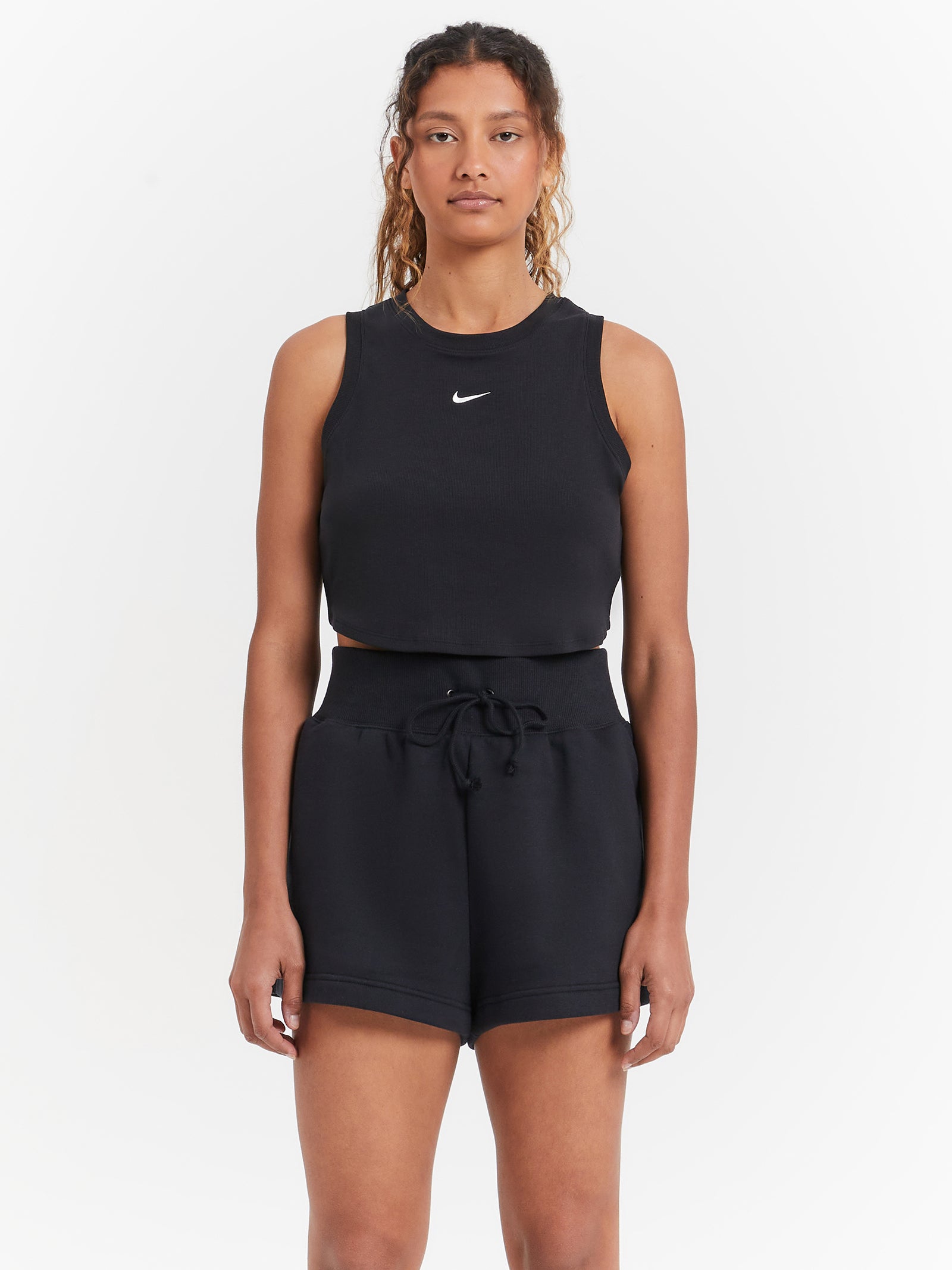 Sportswear Essentials Ribbed Cropped Tank in Black Sail