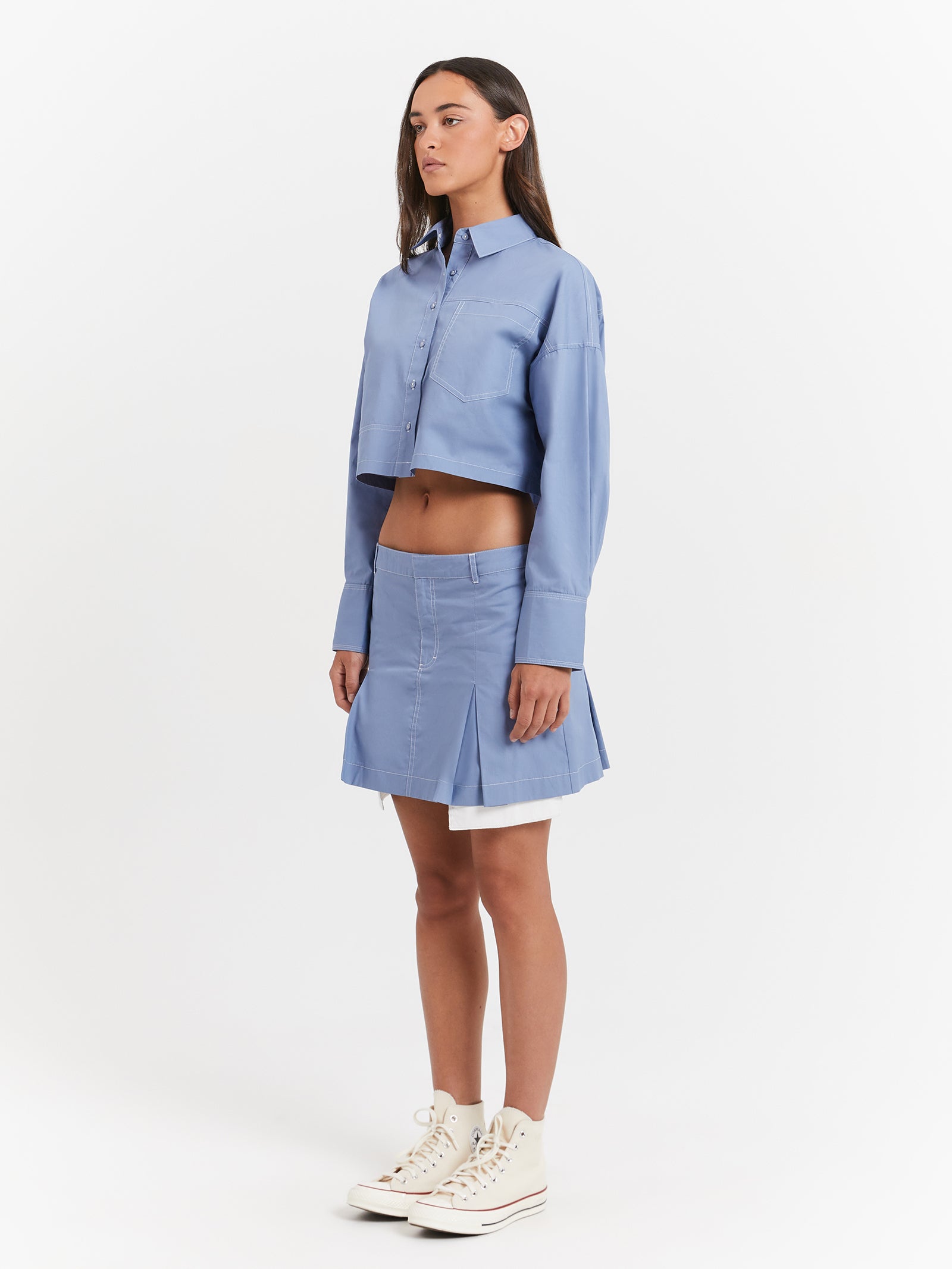 Monica Mini Skirt in Chambray