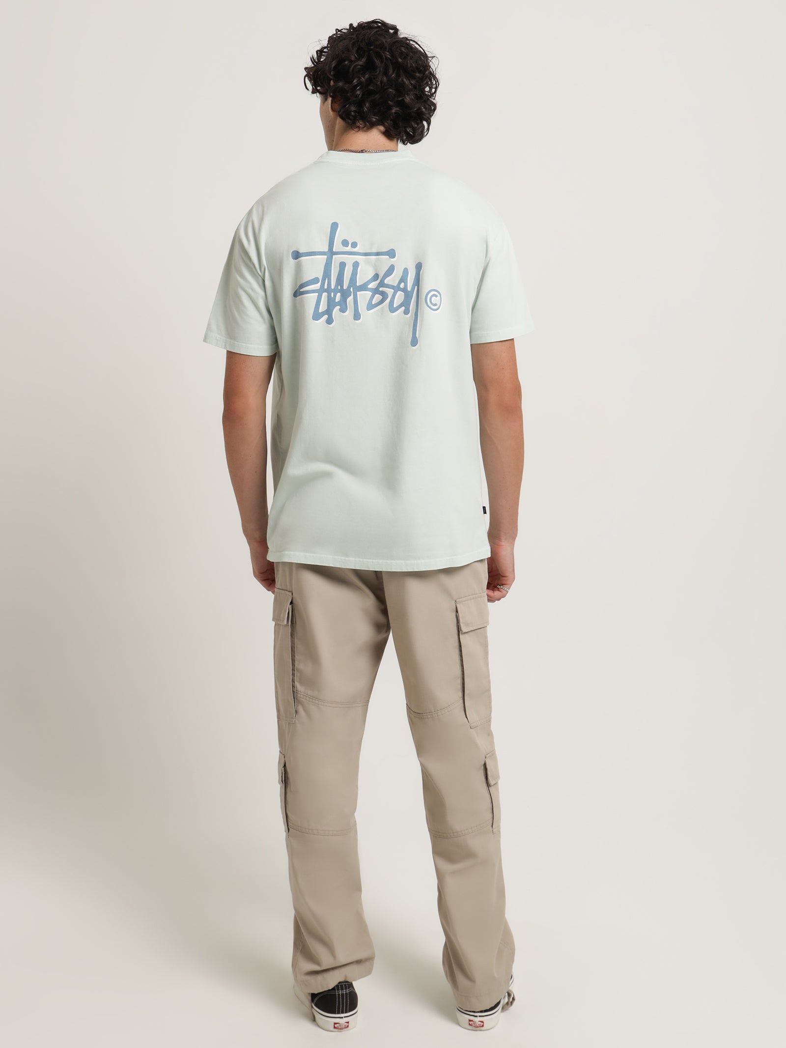 Pigment Shadow Graffiti Short Sleeve T-Shirt in Tranquil Blue