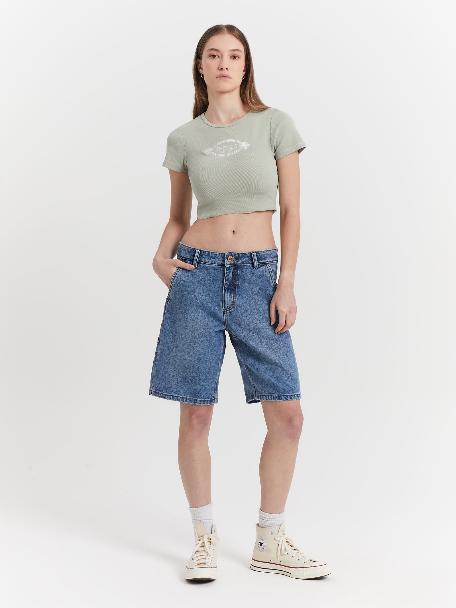 Hard Yakka Carpenter Jordan Shorts in Weathered Blue