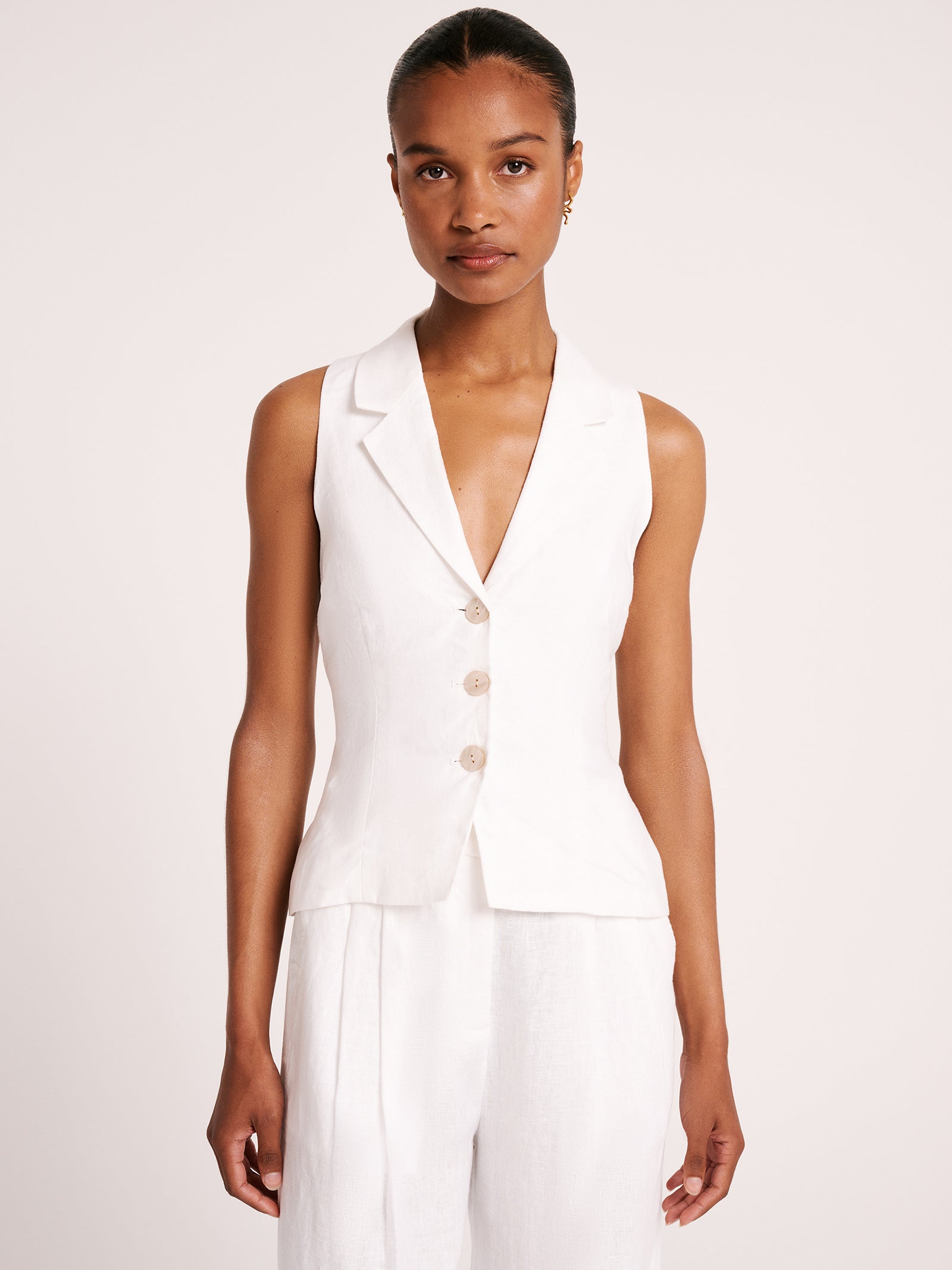 Thilda Linen Vest in White