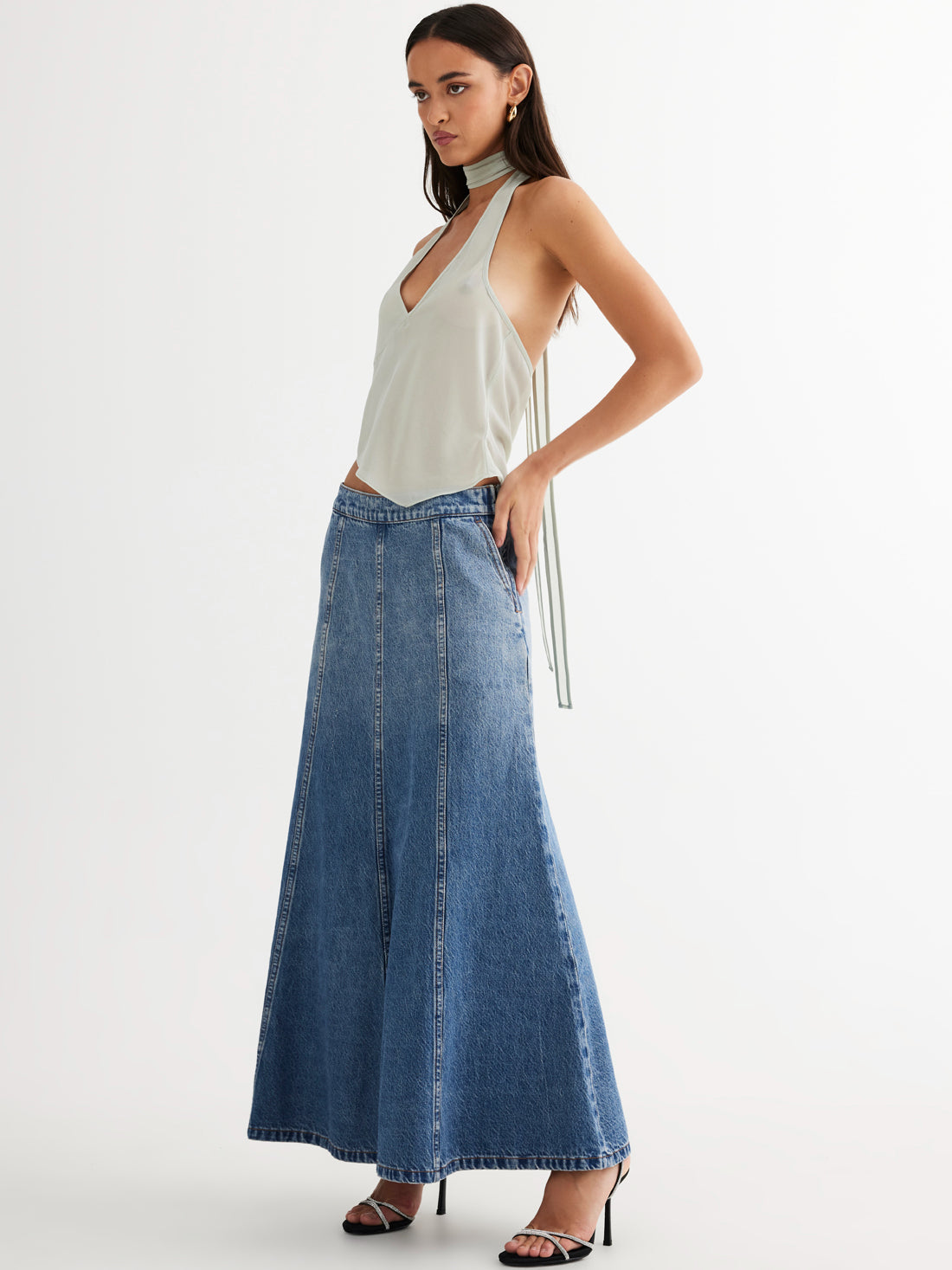 Wyoming Denim Skirt in Blue Denim