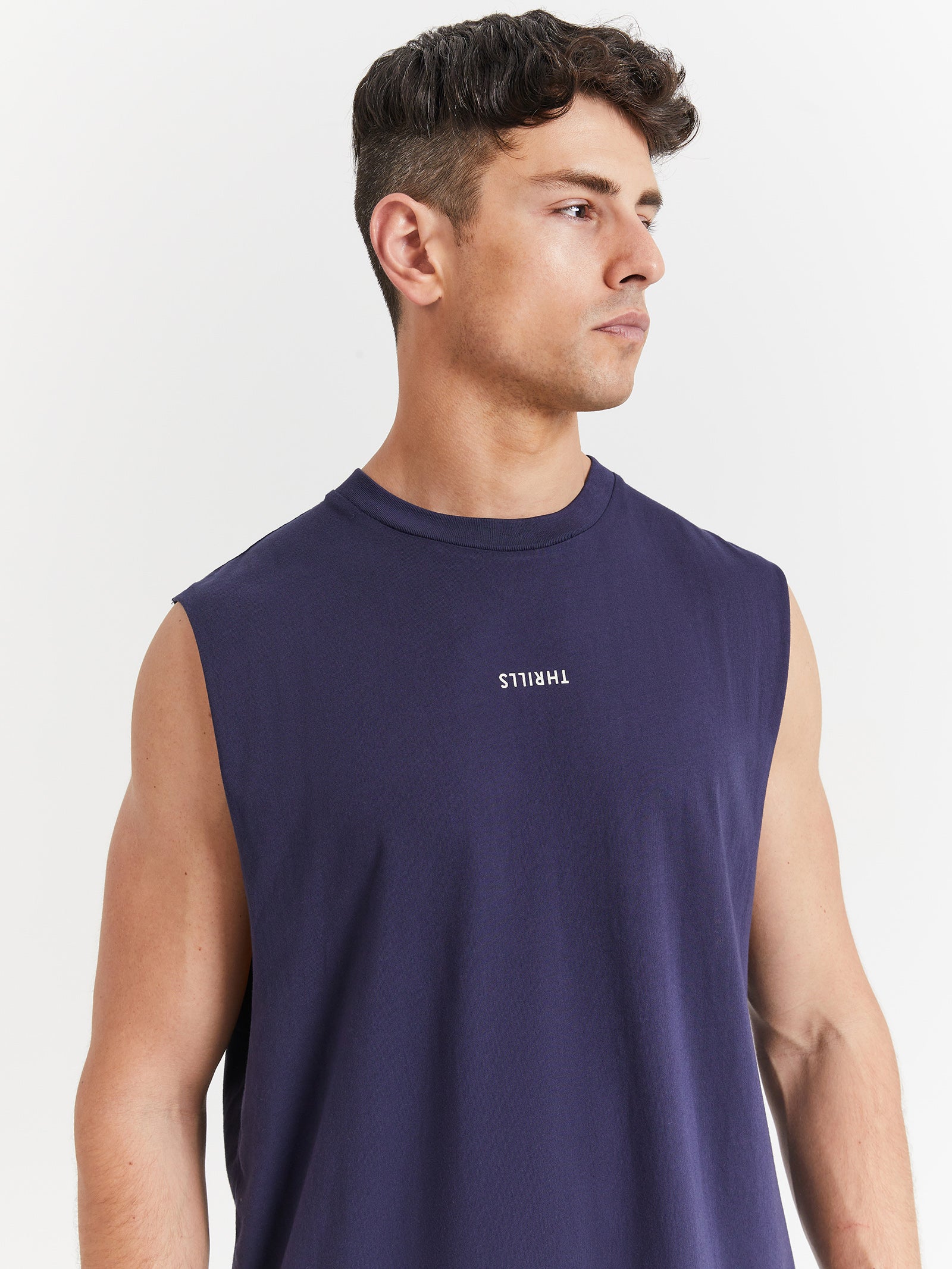 Minimal Thrills Merch Fit Muscle Tank in Navy