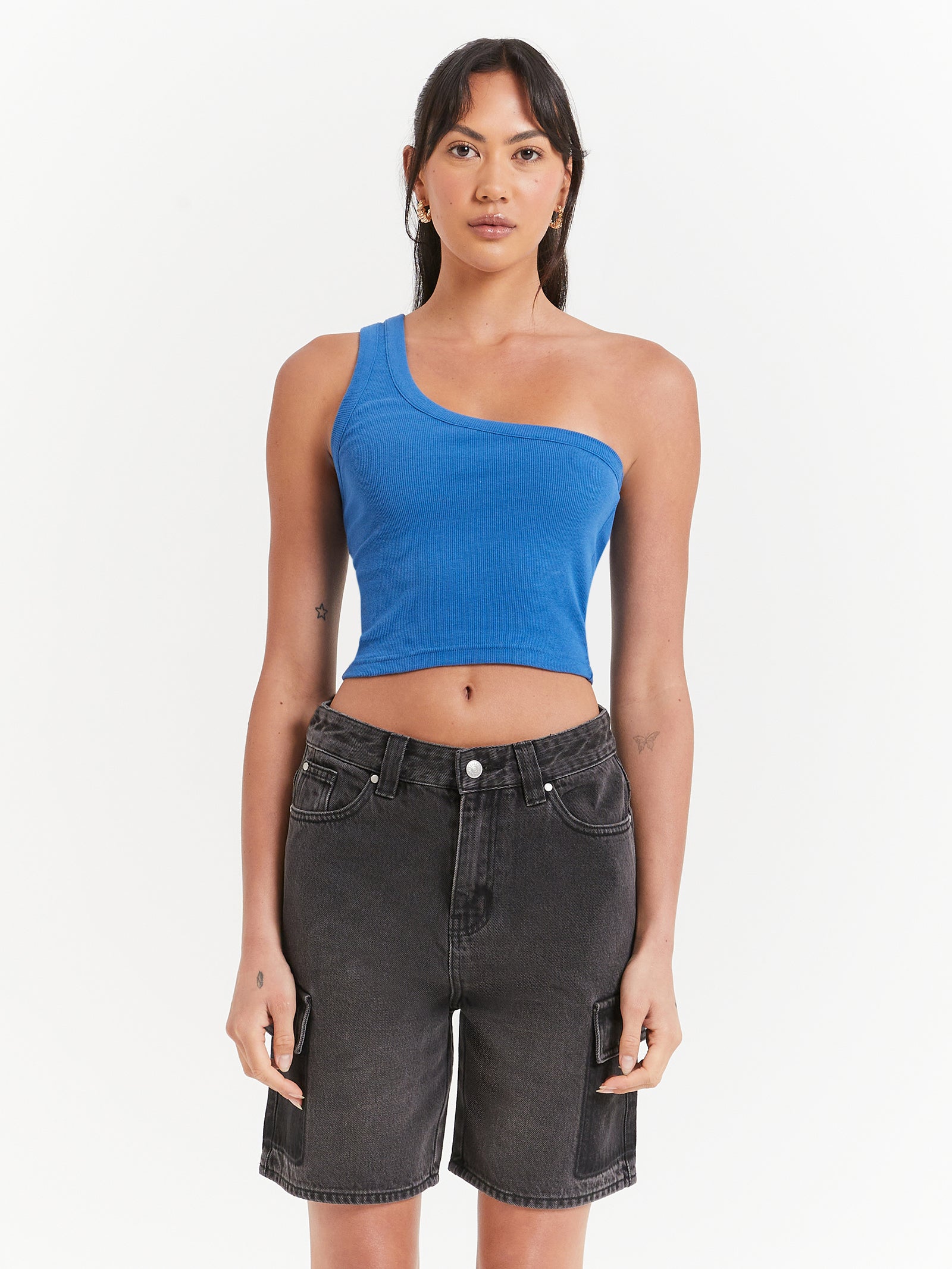 Jordan Asymmetrical Top in Denim Blue