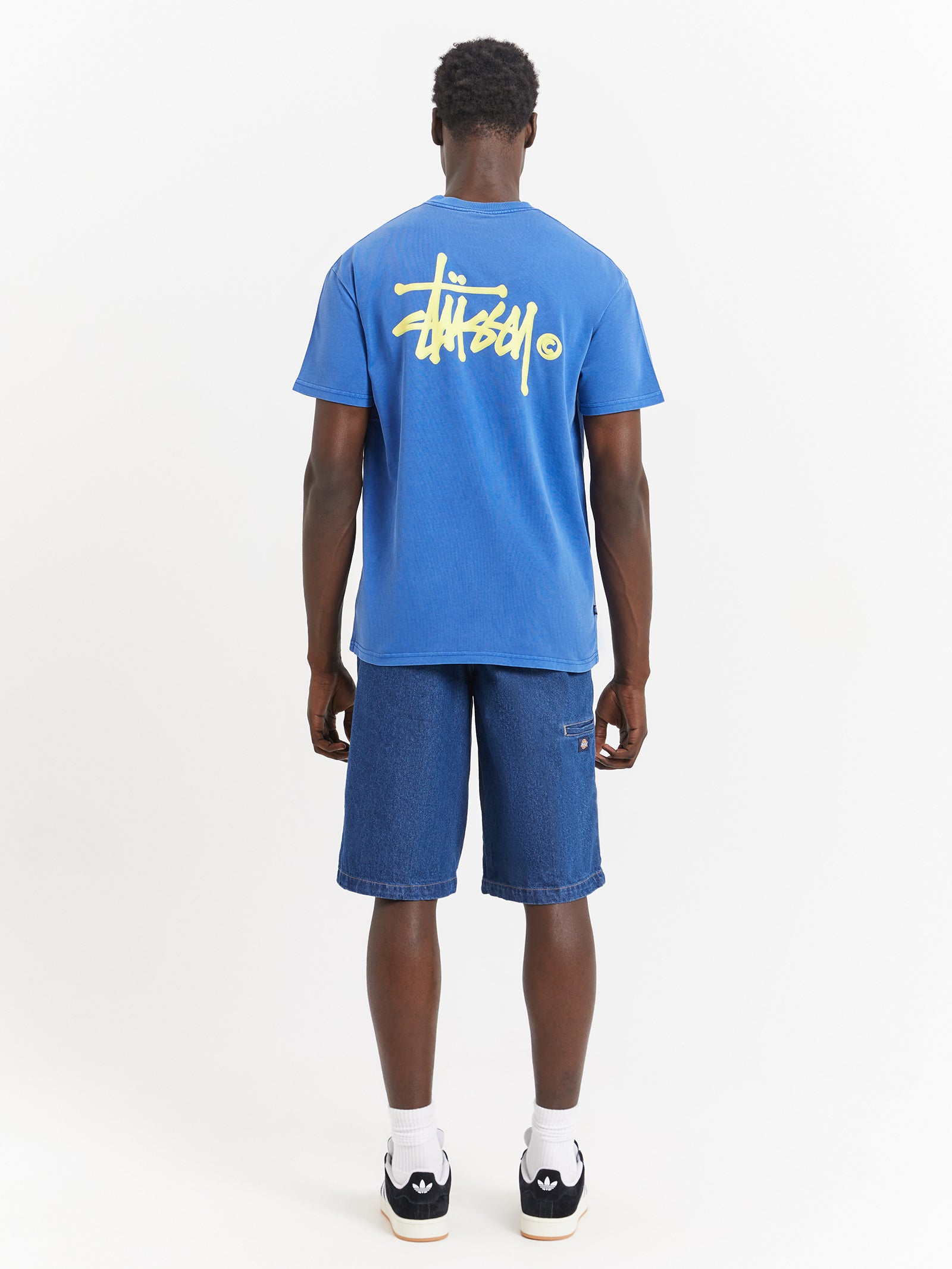 Pigment Heavyweight Shadow Graffitti T-Shirt in Pigment Mid Blue