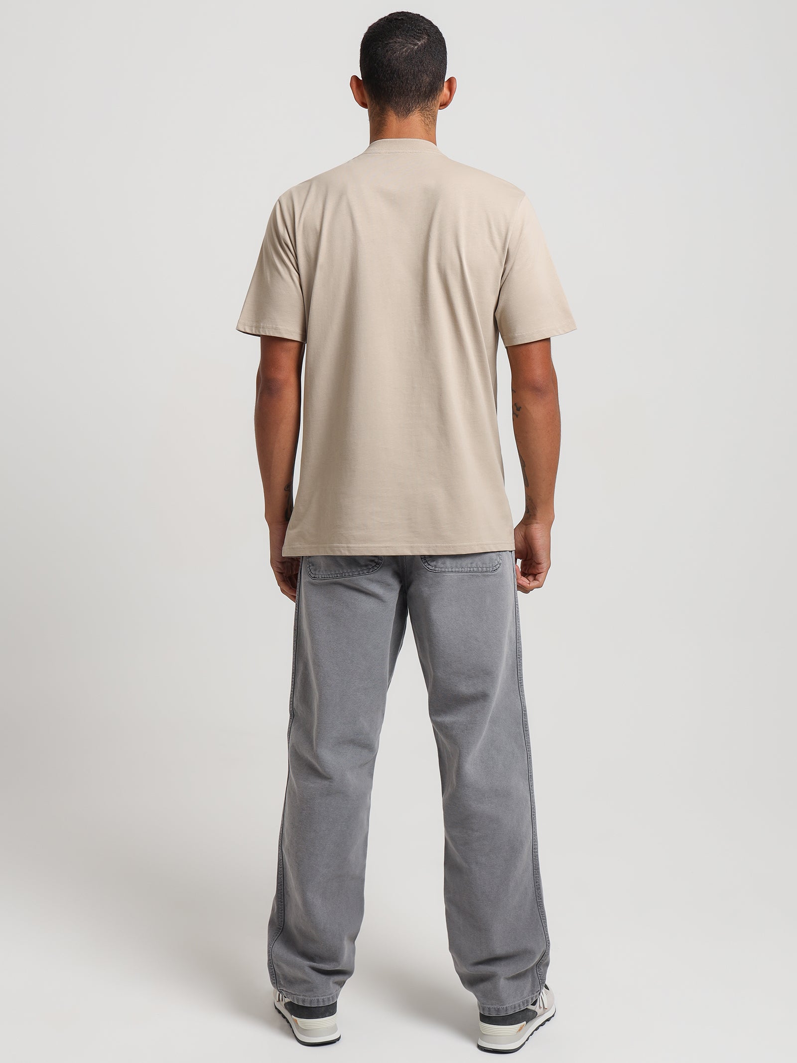 Short Sleeve Script Emboirdery T-Shirt in Wall Cypress Tan