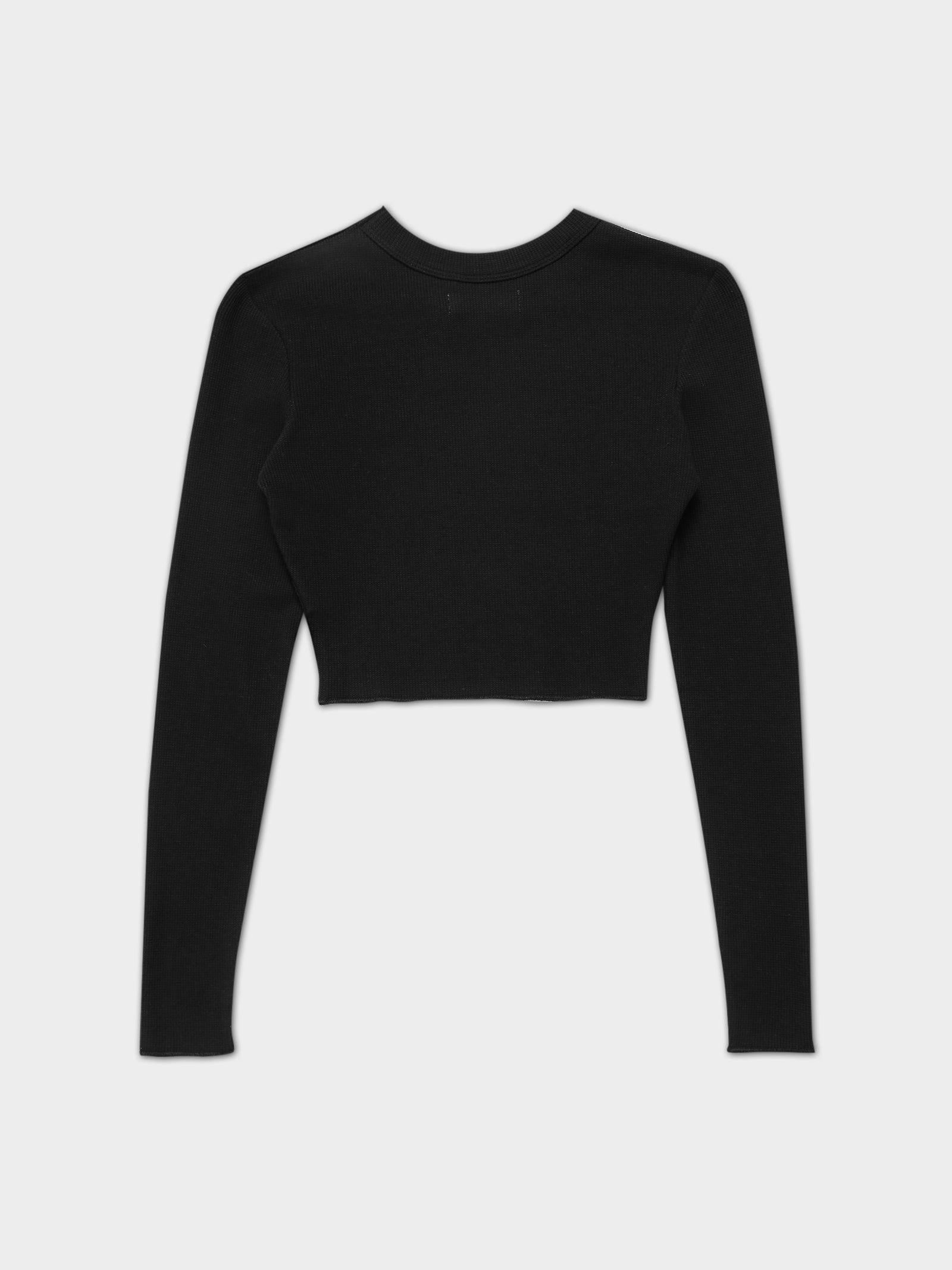 Essentials Long Sleeve Waffle Top in Black