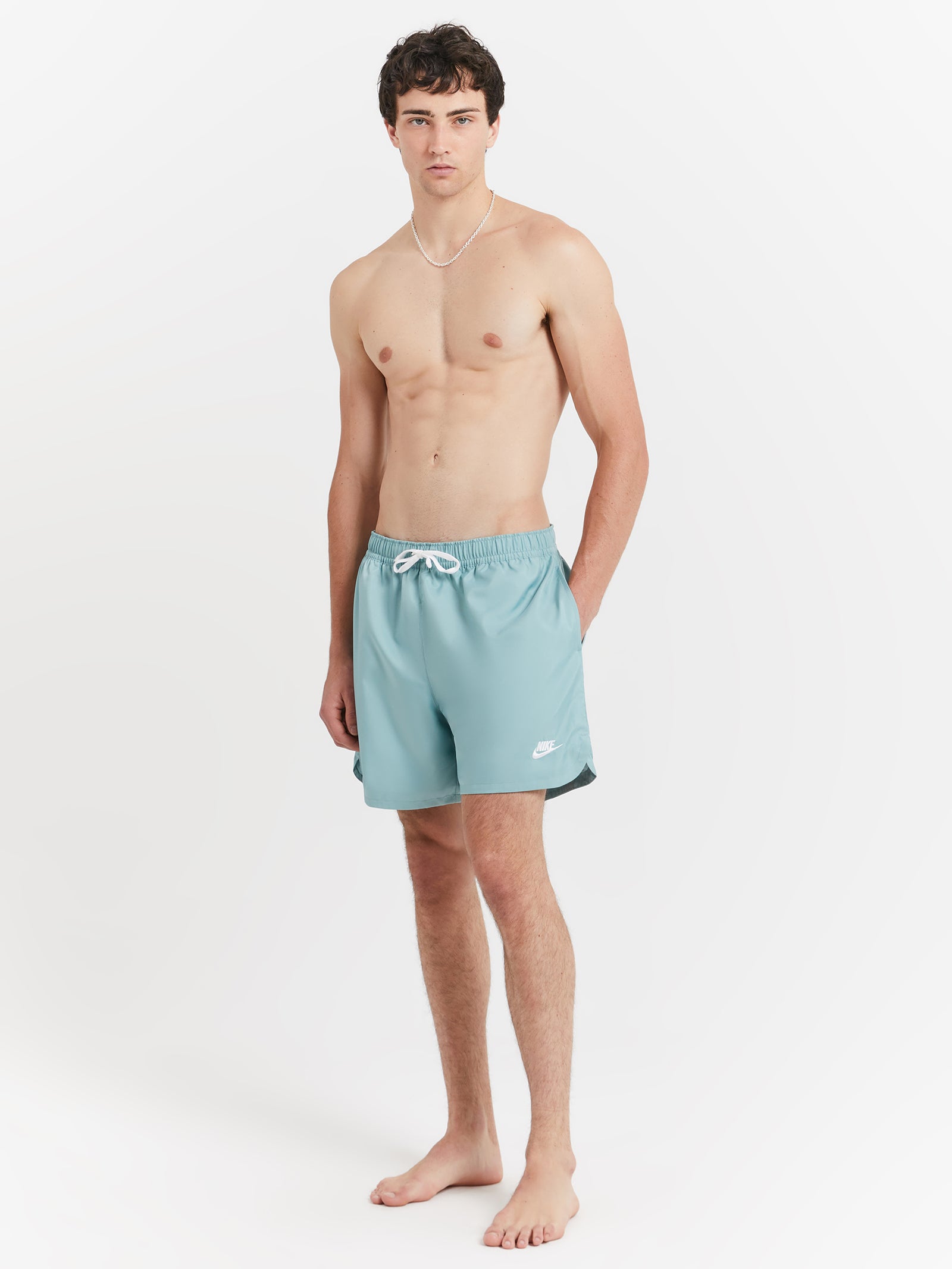 Club Woven Lined Flow Shorts in Mineral & White