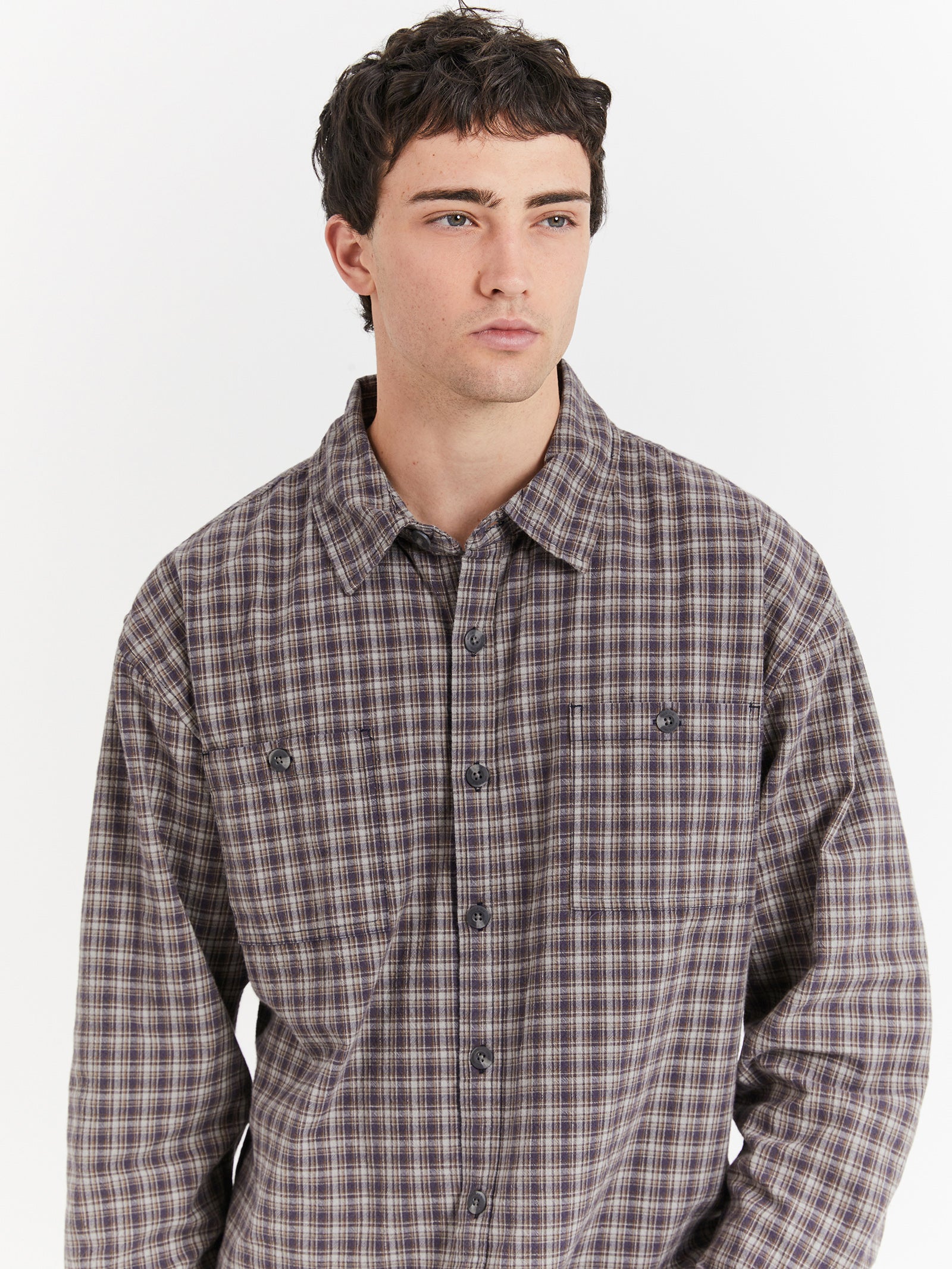 Drew Long Sleeve Shirt in Storm