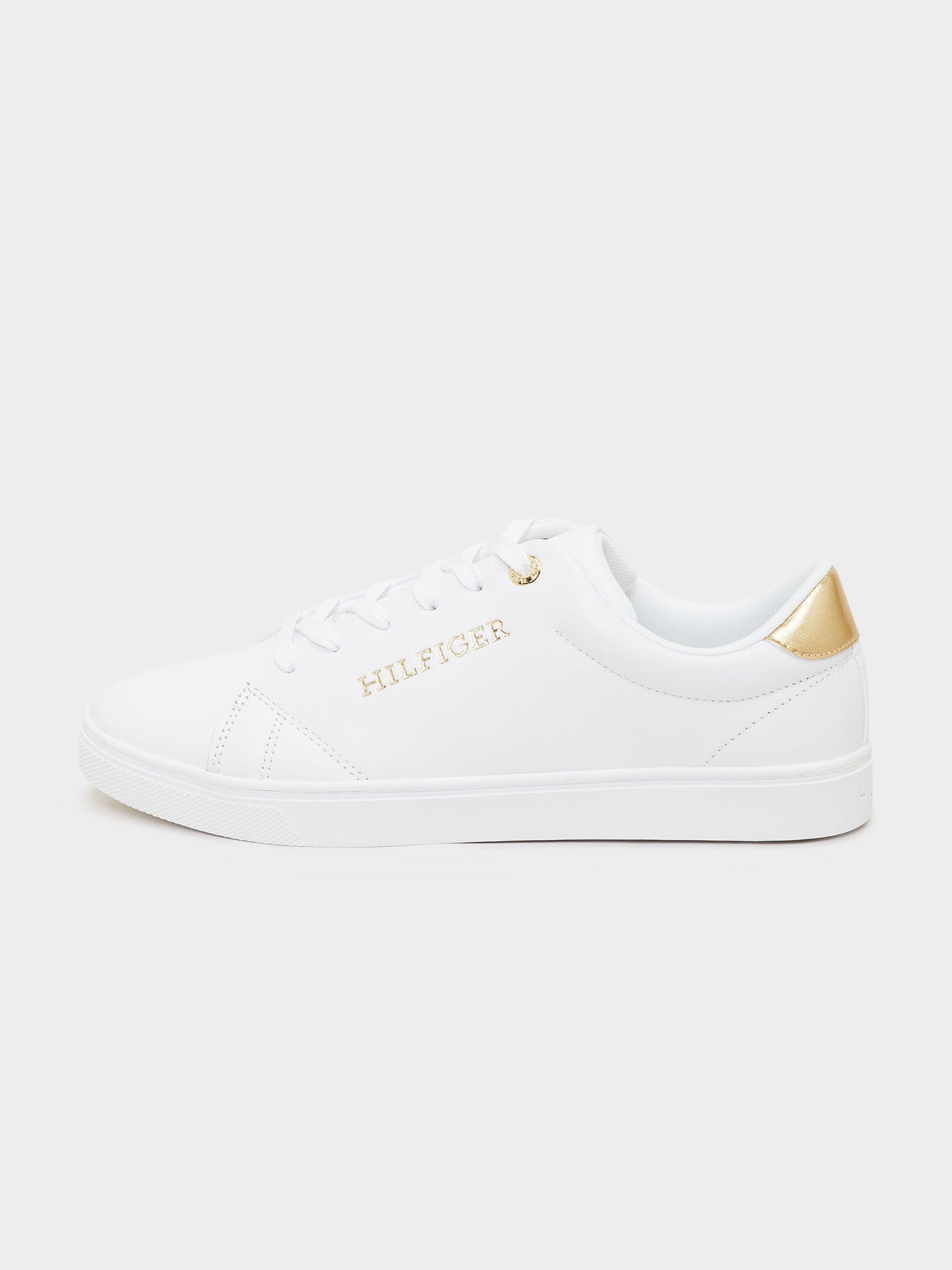 Womens Cupsole Trainers in White & Gold