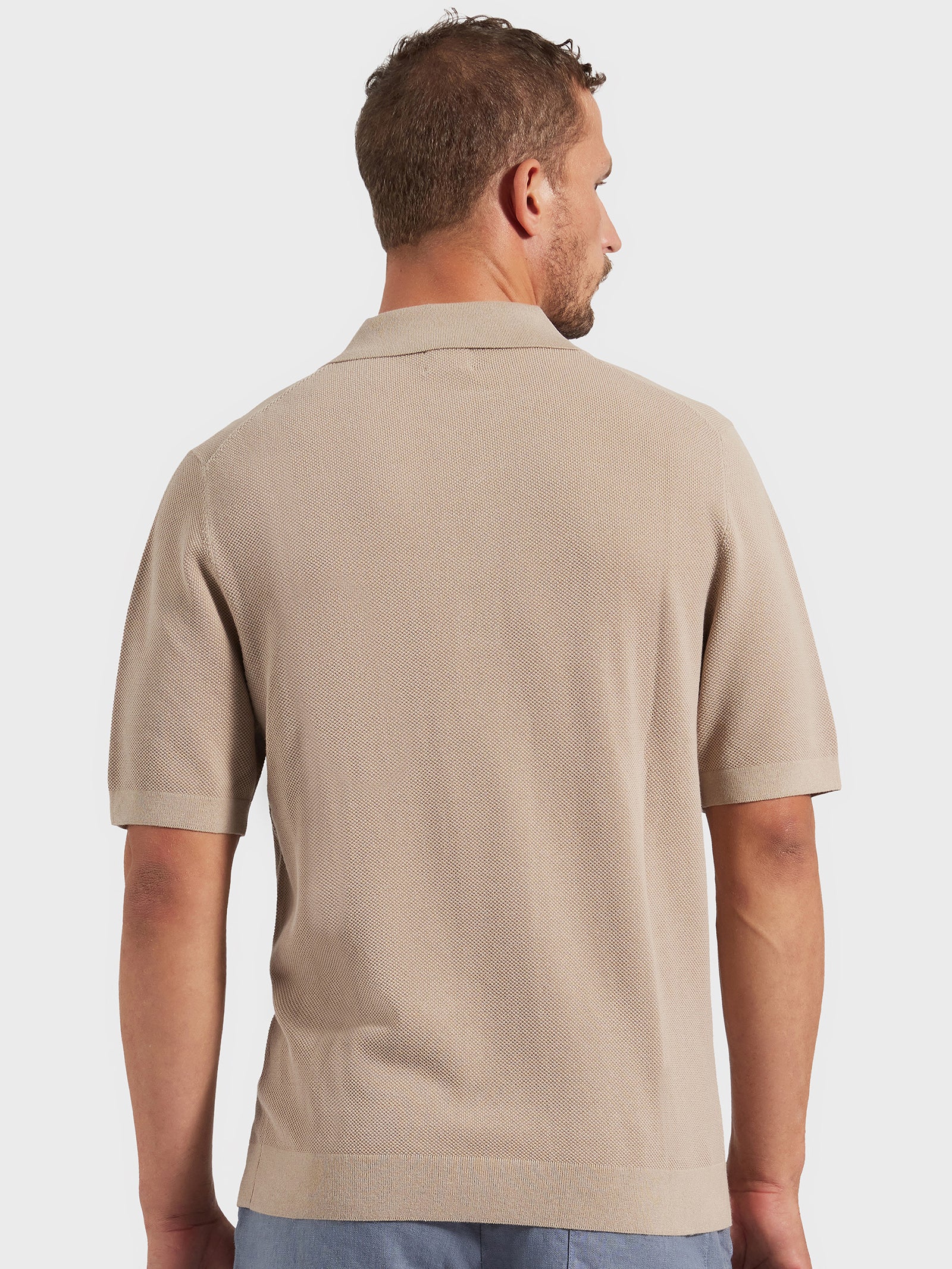 Riley Knit Polo in Warm Sand