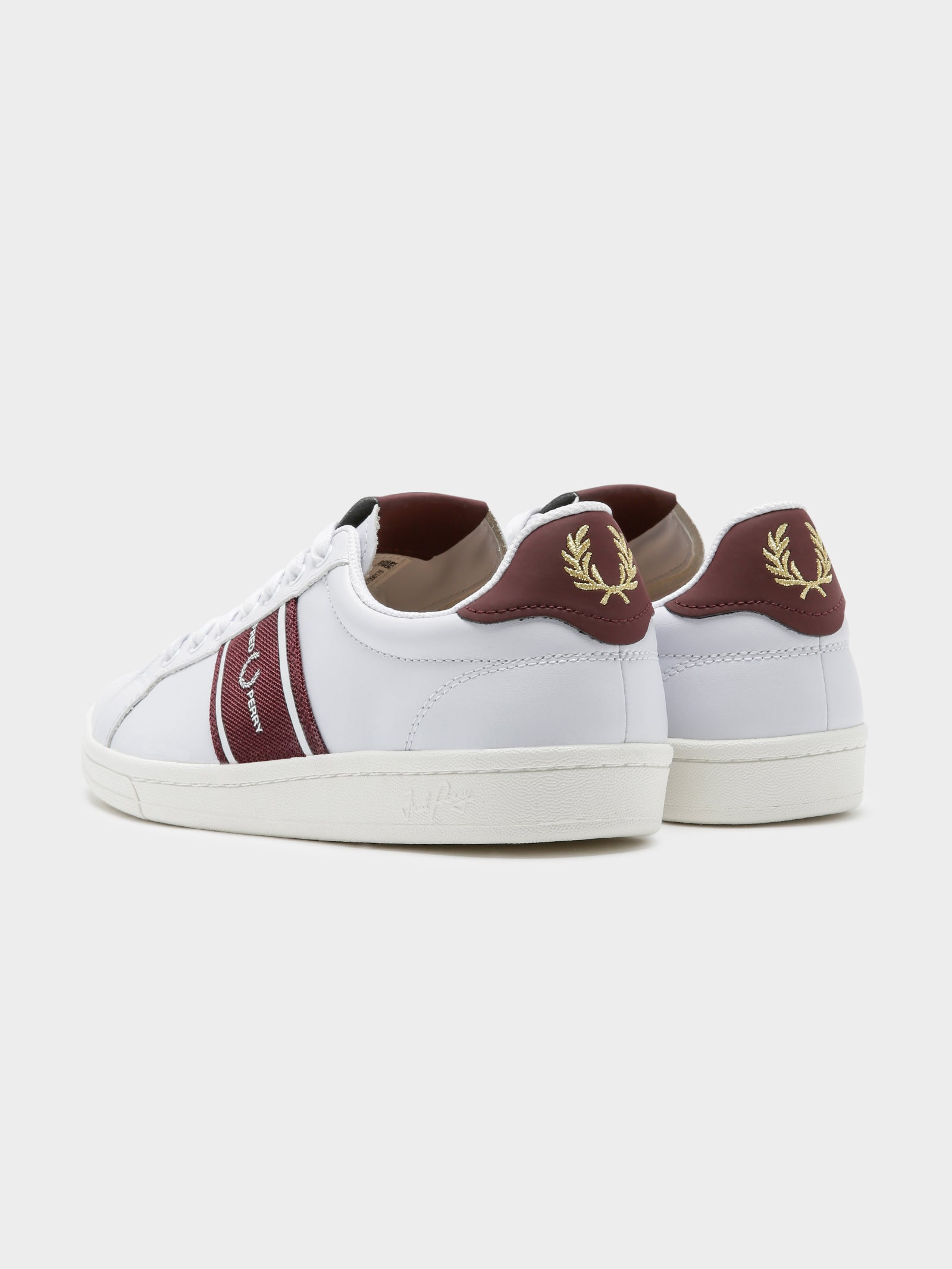 Mens B721 Leather Sneakers in White & Oxblood