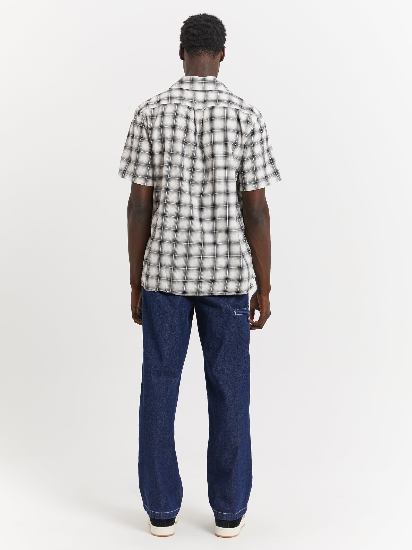 Curtis Short Sleeve Check Shirt in Washed Stone