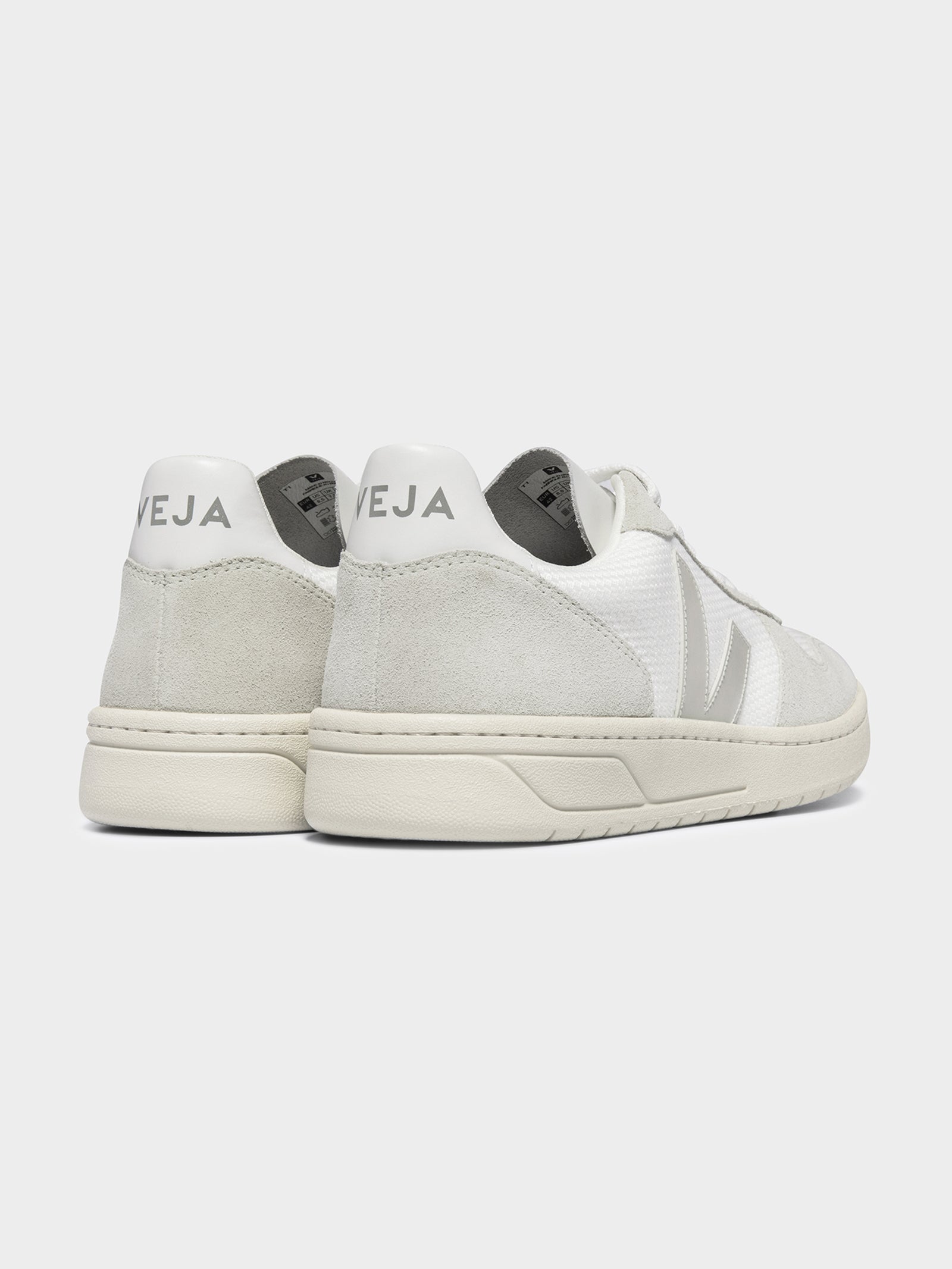 Unisex V10 Leather Suede Sneakers in White & Beige