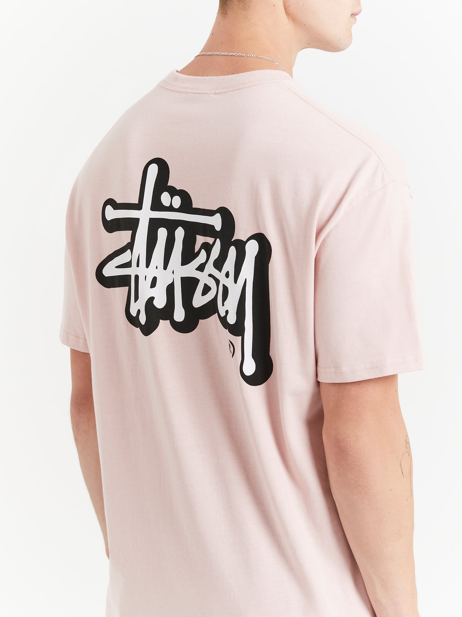 Solid Offset Graffiti Heavyweight T-Shirt in Washed Pink