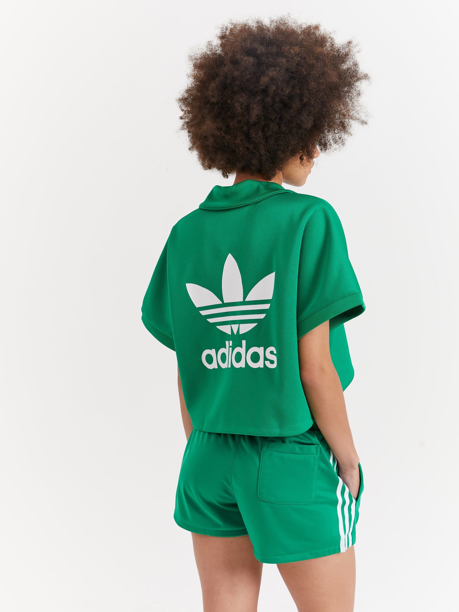 Adicolor Classics Oversized Cropped Polo T-Shirt in Green